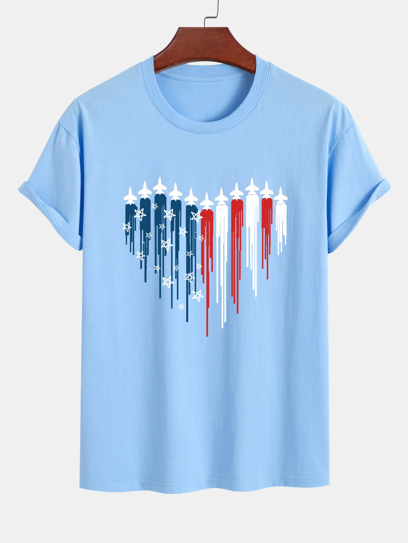 Regular Fit T-Shirt aus Baumwolle mit Herzförmigen Kampfjets und USA-Flaggen-Print - Image 13