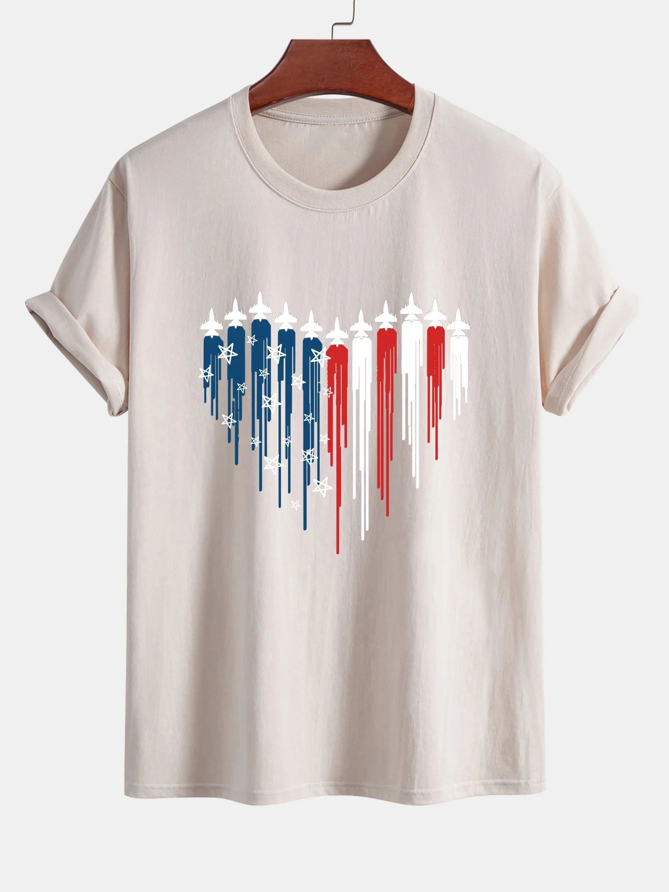 Regular Fit T-Shirt aus Baumwolle mit Herzförmigen Kampfjets und USA-Flaggen-Print - Image 9