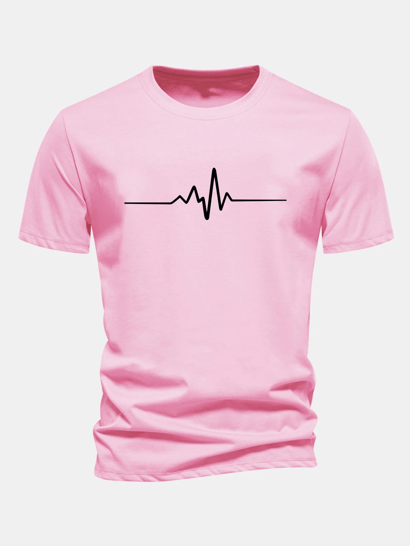 Regular Fit Herzschlag Flatline Print Baumwoll-T-Shirt - Image 7