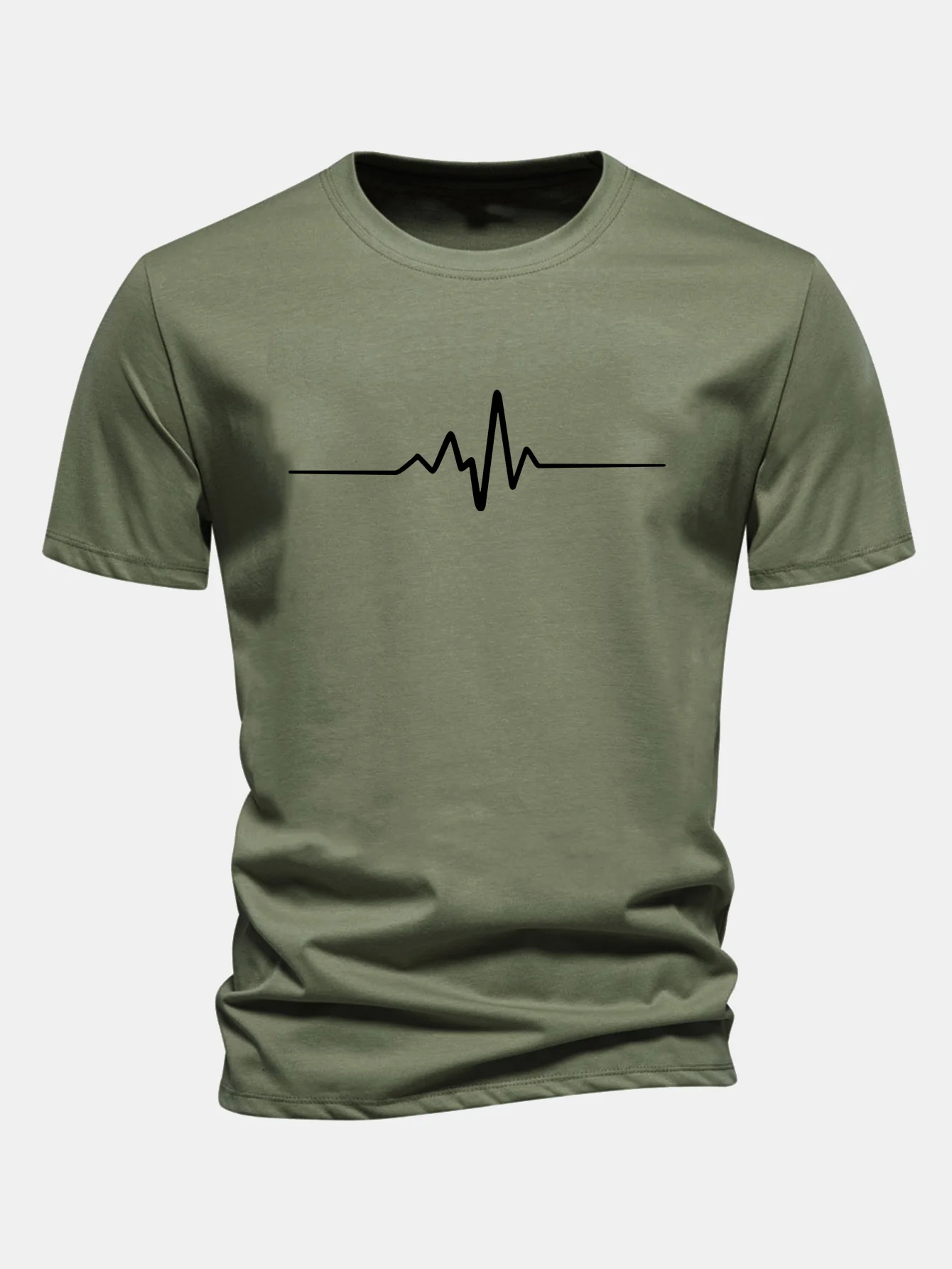 Regular Fit Herzschlag Flatline Print Baumwoll-T-Shirt - Image 8