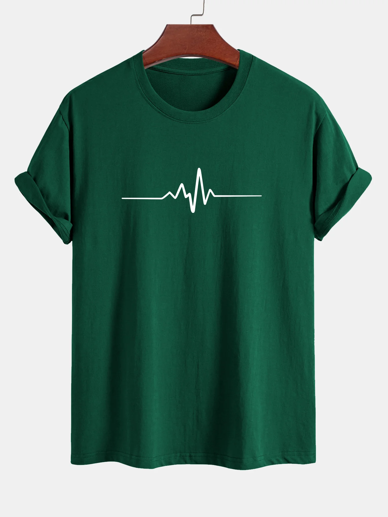 Regular Fit Heartbeat Flatline Print Baumwoll-T-Shirt - Image 10