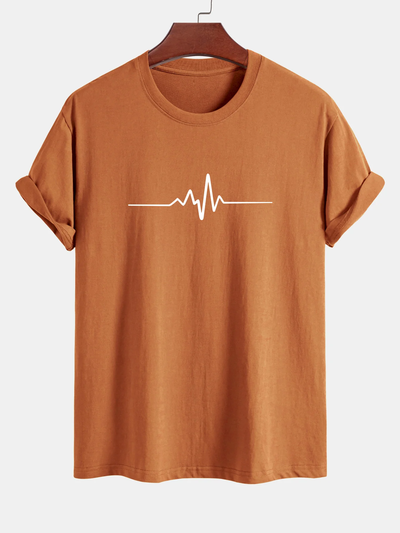 Regular Fit Heartbeat Flatline Print Baumwoll-T-Shirt - Image 7