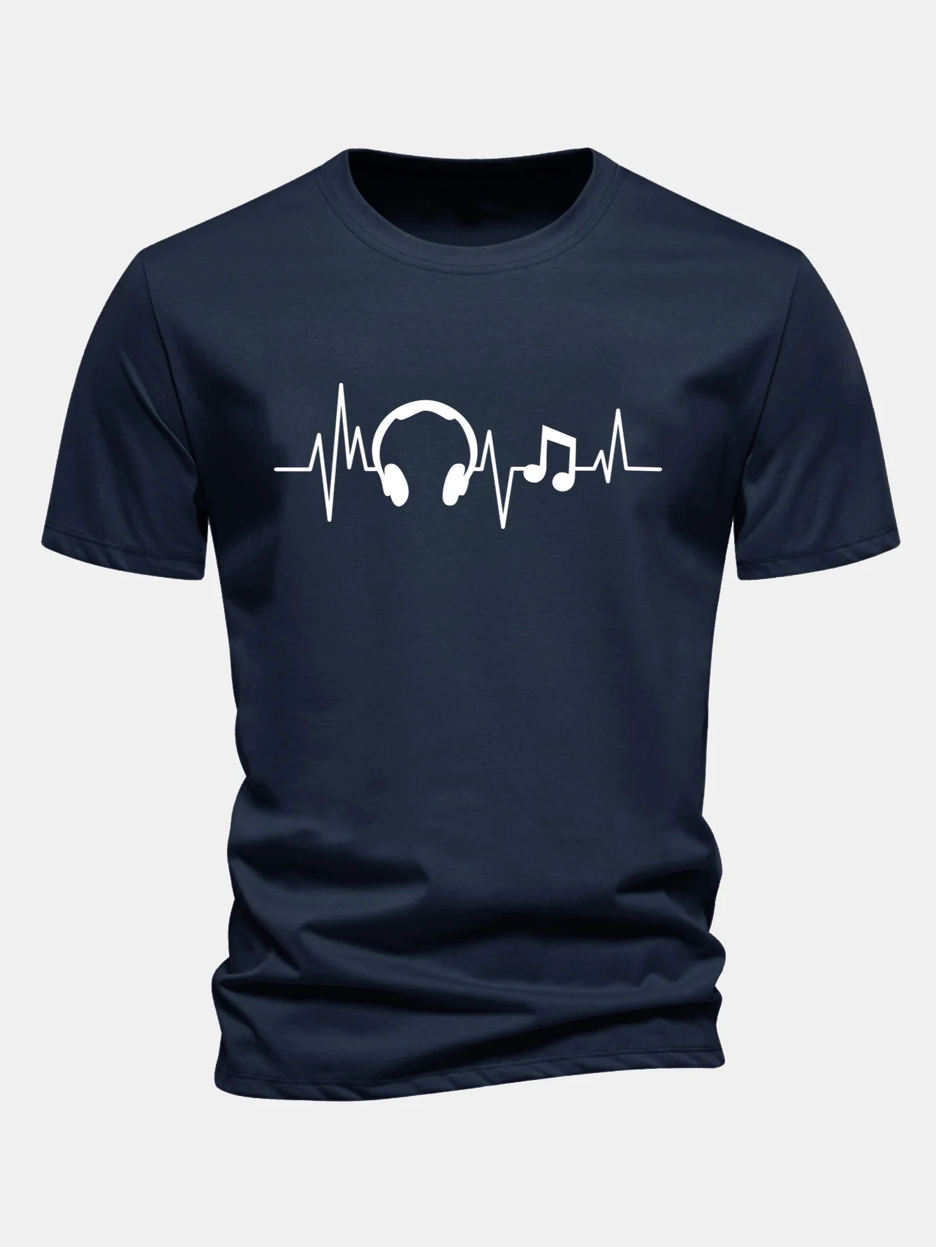 Regular Fit Herzschlag Musik Druck Baumwoll-T-Shirt - Image 6