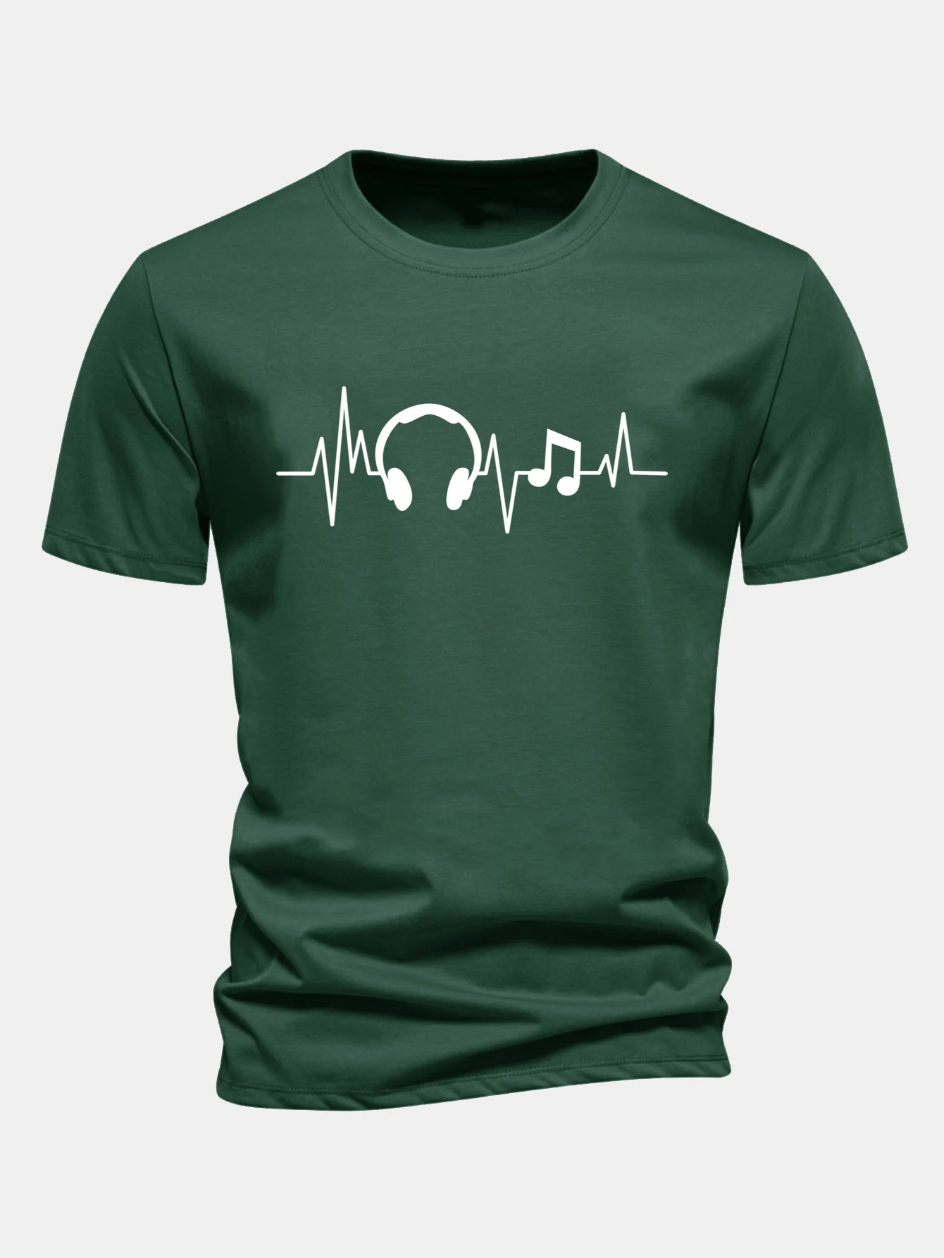 Regular Fit Herzschlag Musik Druck Baumwoll-T-Shirt - Image 8