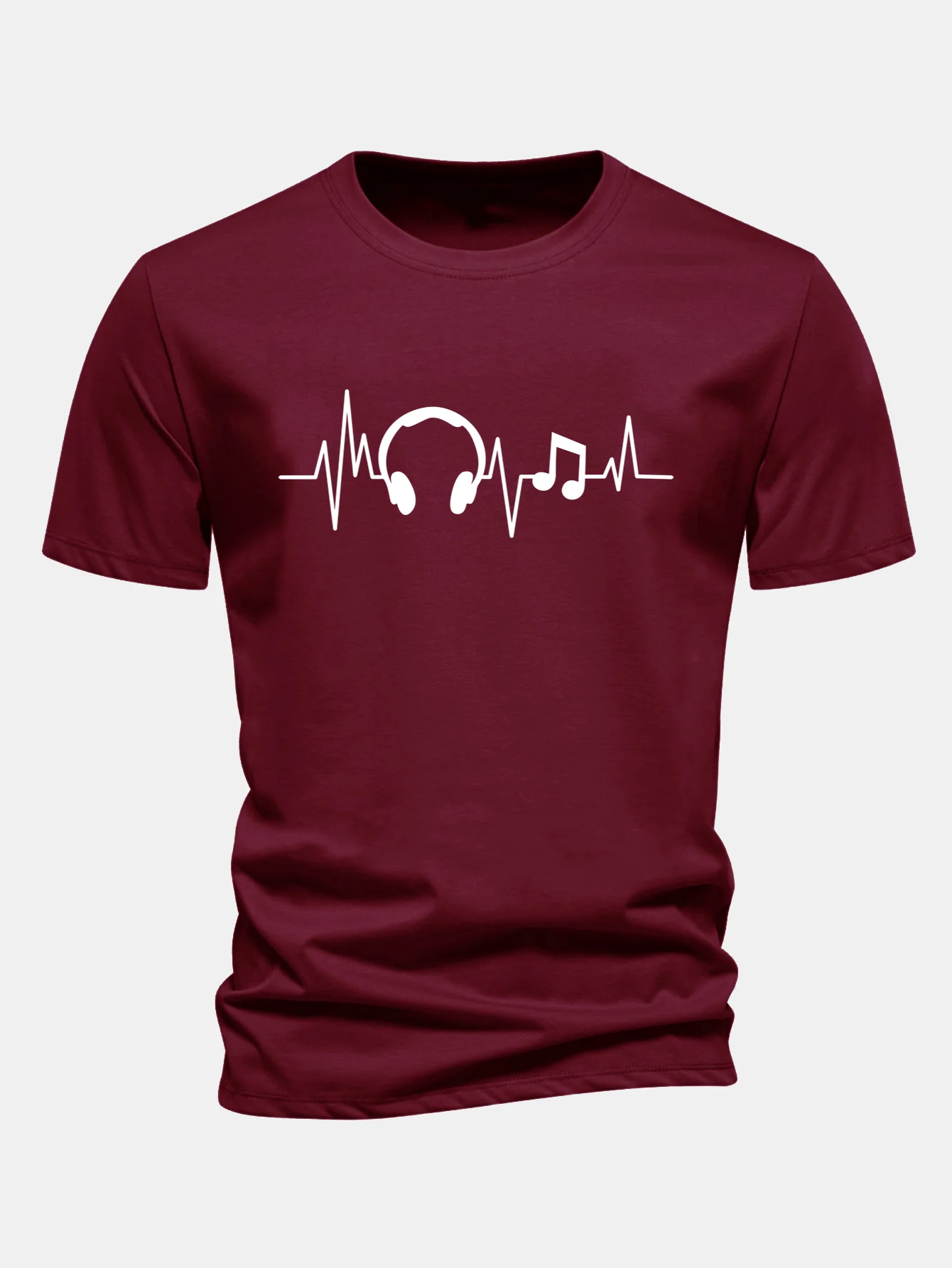 Regular Fit Herzschlag Musik Druck Baumwoll-T-Shirt - Image 9