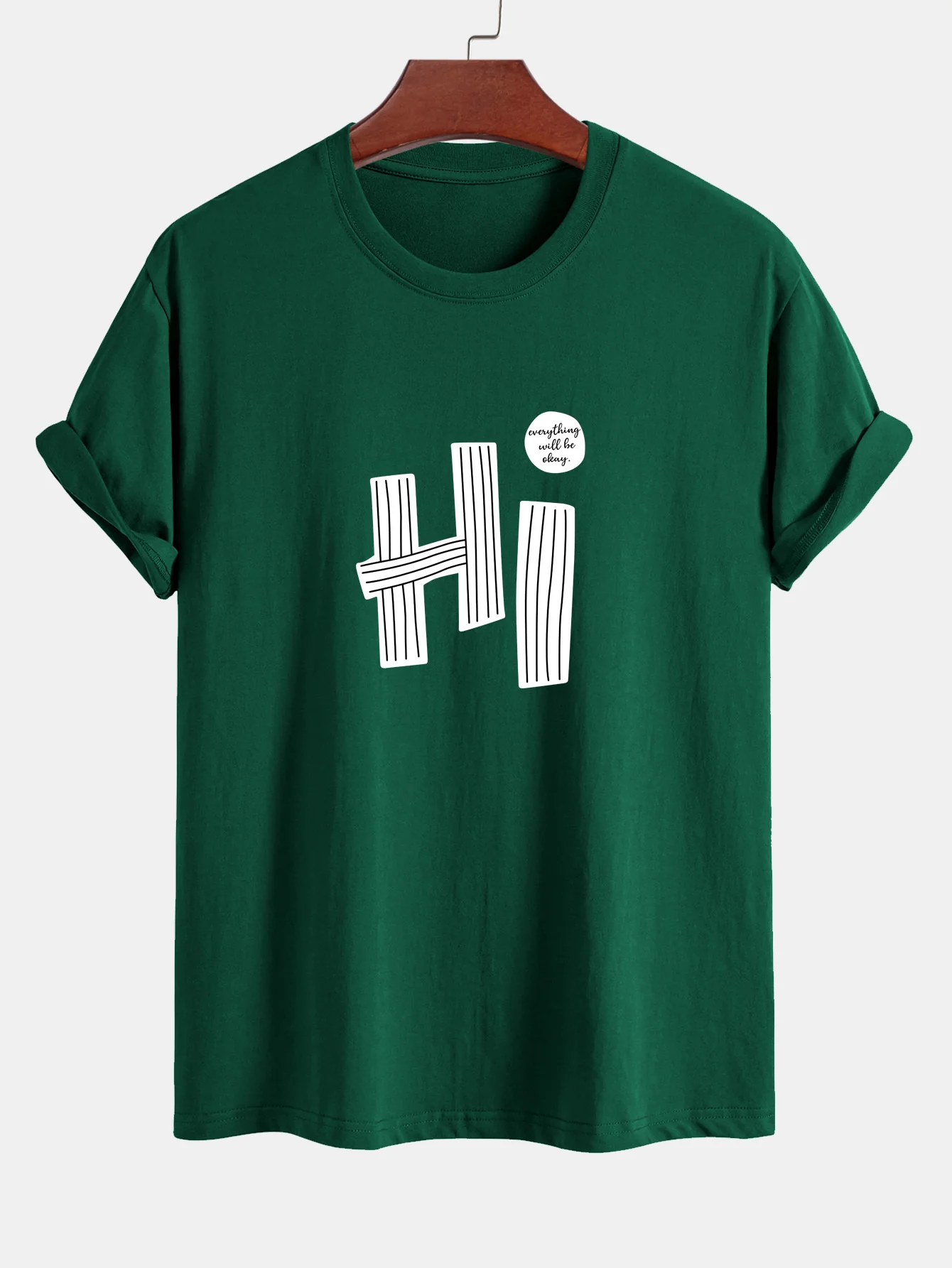 Regular Fit Hi Slogan Linien Druck Baumwoll T-Shirt - Image 10