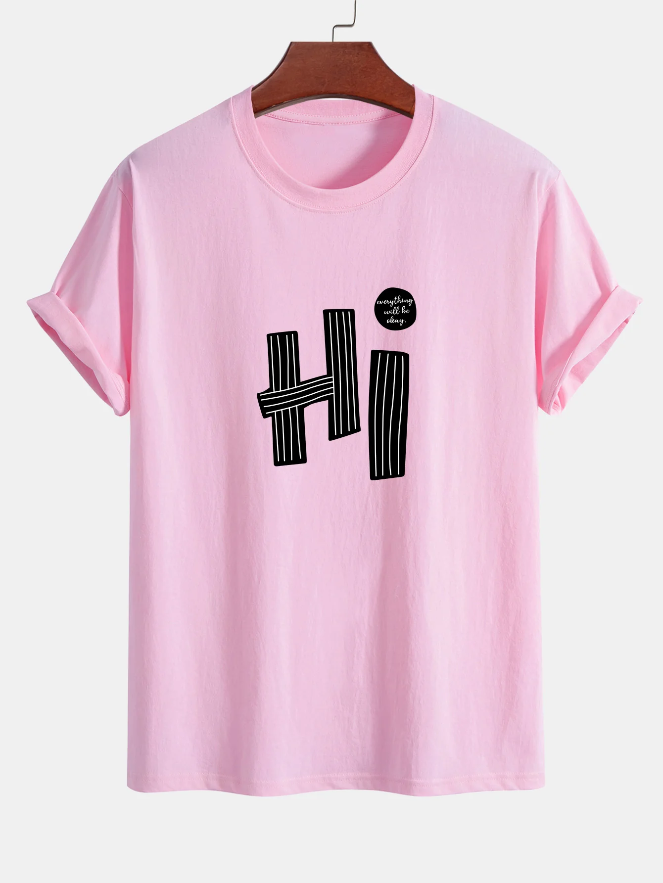 Regular Fit Hi Slogan Linien Druck Baumwoll T-Shirt - Image 11