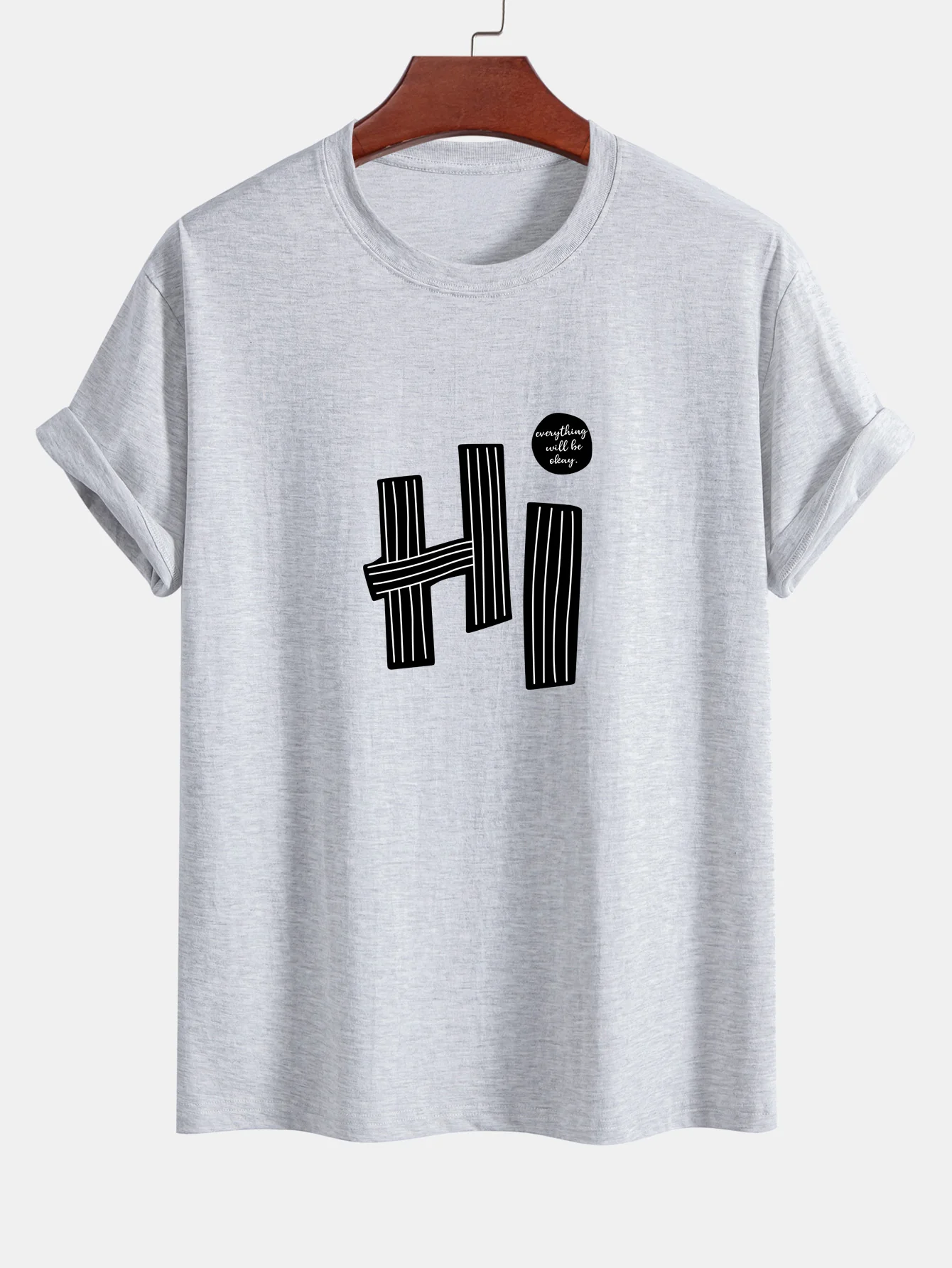 Regular Fit Hi Slogan Linien Druck Baumwoll T-Shirt - Image 12