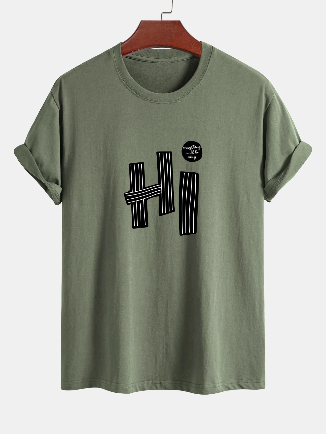 Regular Fit Hi Slogan Linien Druck Baumwoll T-Shirt - Image 15