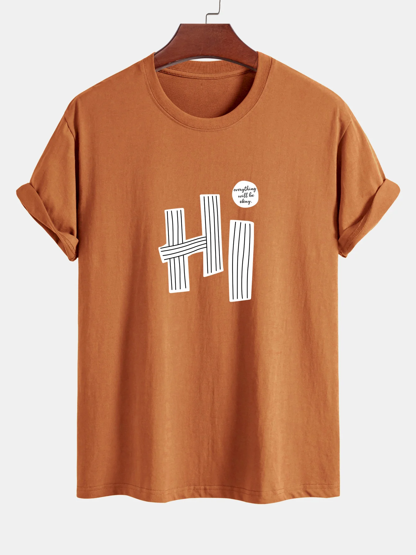 Regular Fit Hi Slogan Linien Druck Baumwoll T-Shirt - Image 6