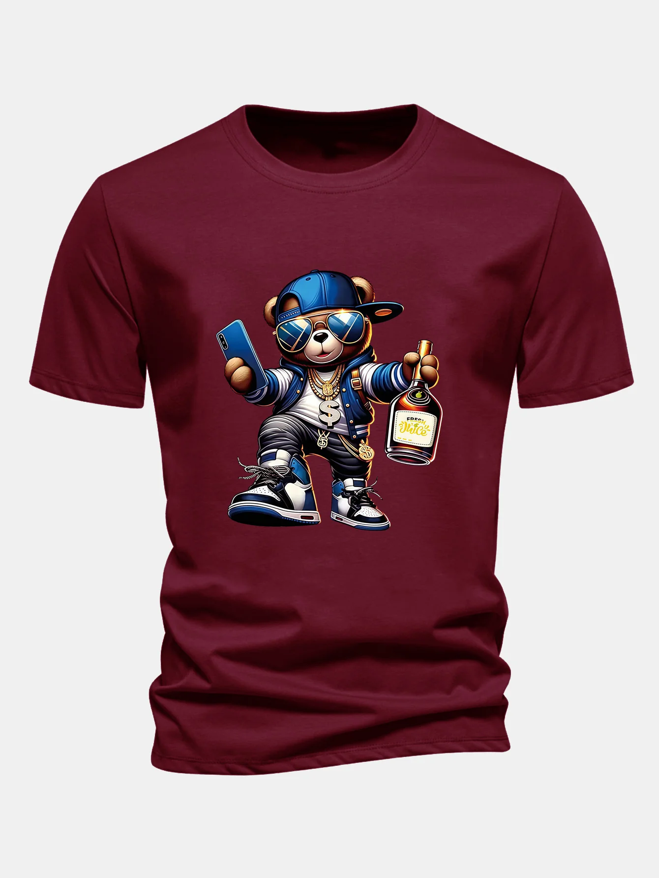 Regular Fit Hip Hop Bär Druck Baumwoll T-Shirt - Image 10