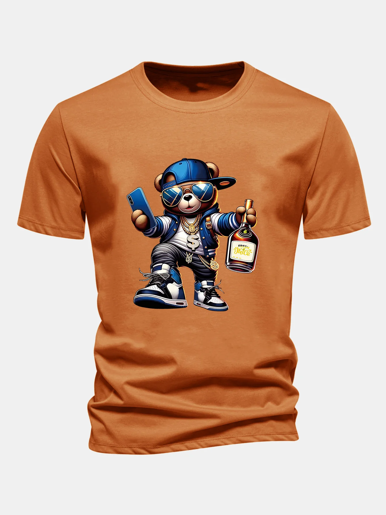 Regular Fit Hip Hop Bär Druck Baumwoll T-Shirt - Image 5