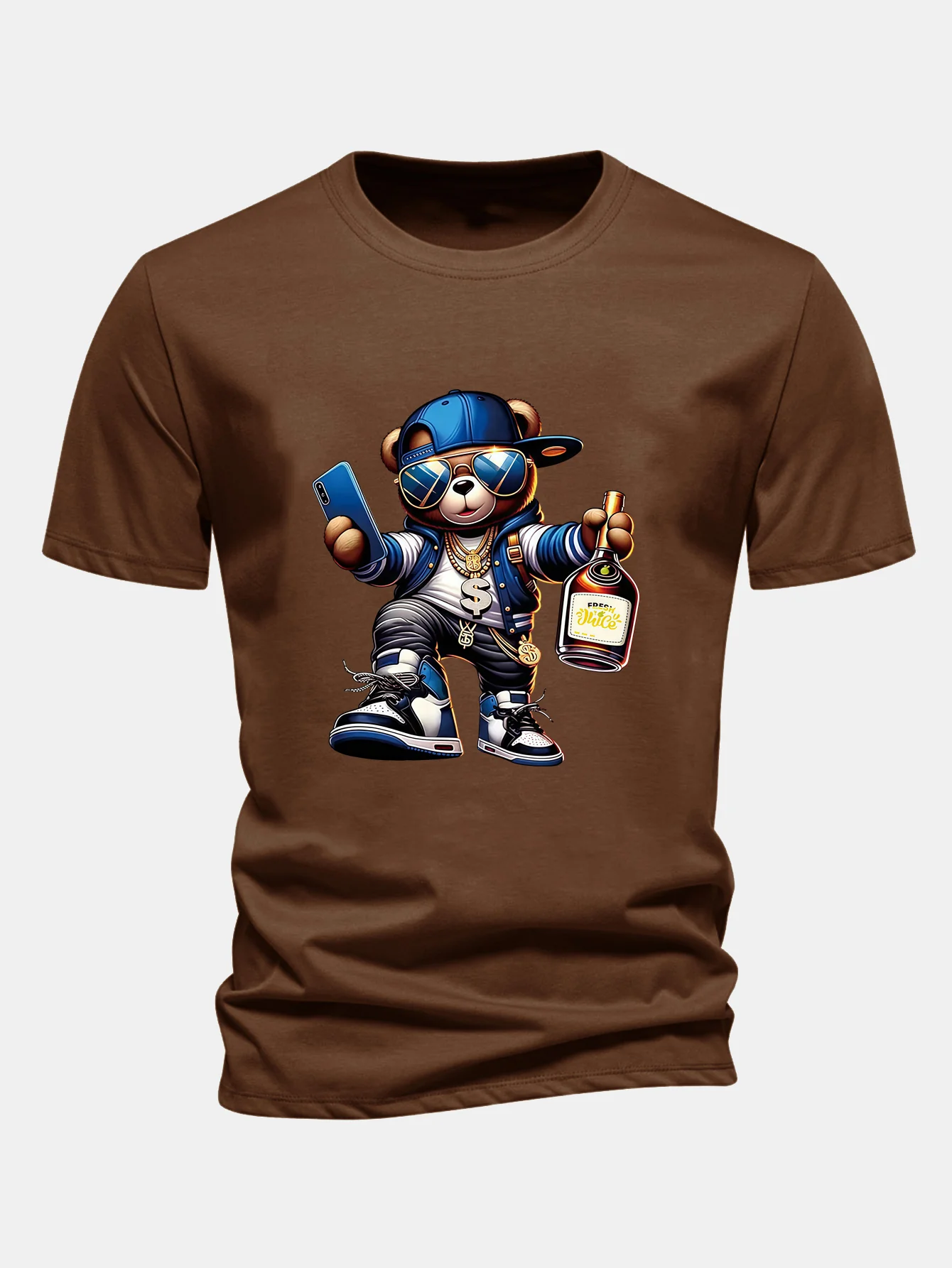 Regular Fit Hip Hop Bär Druck Baumwoll T-Shirt - Image 7
