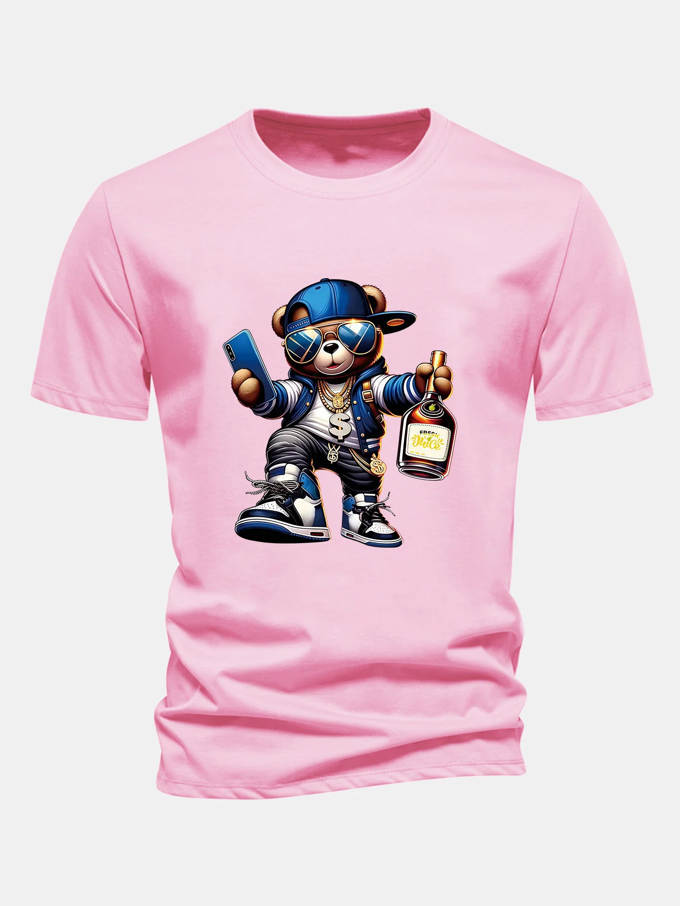 Regular Fit Hip Hop Bär Druck Baumwoll T-Shirt - Image 9
