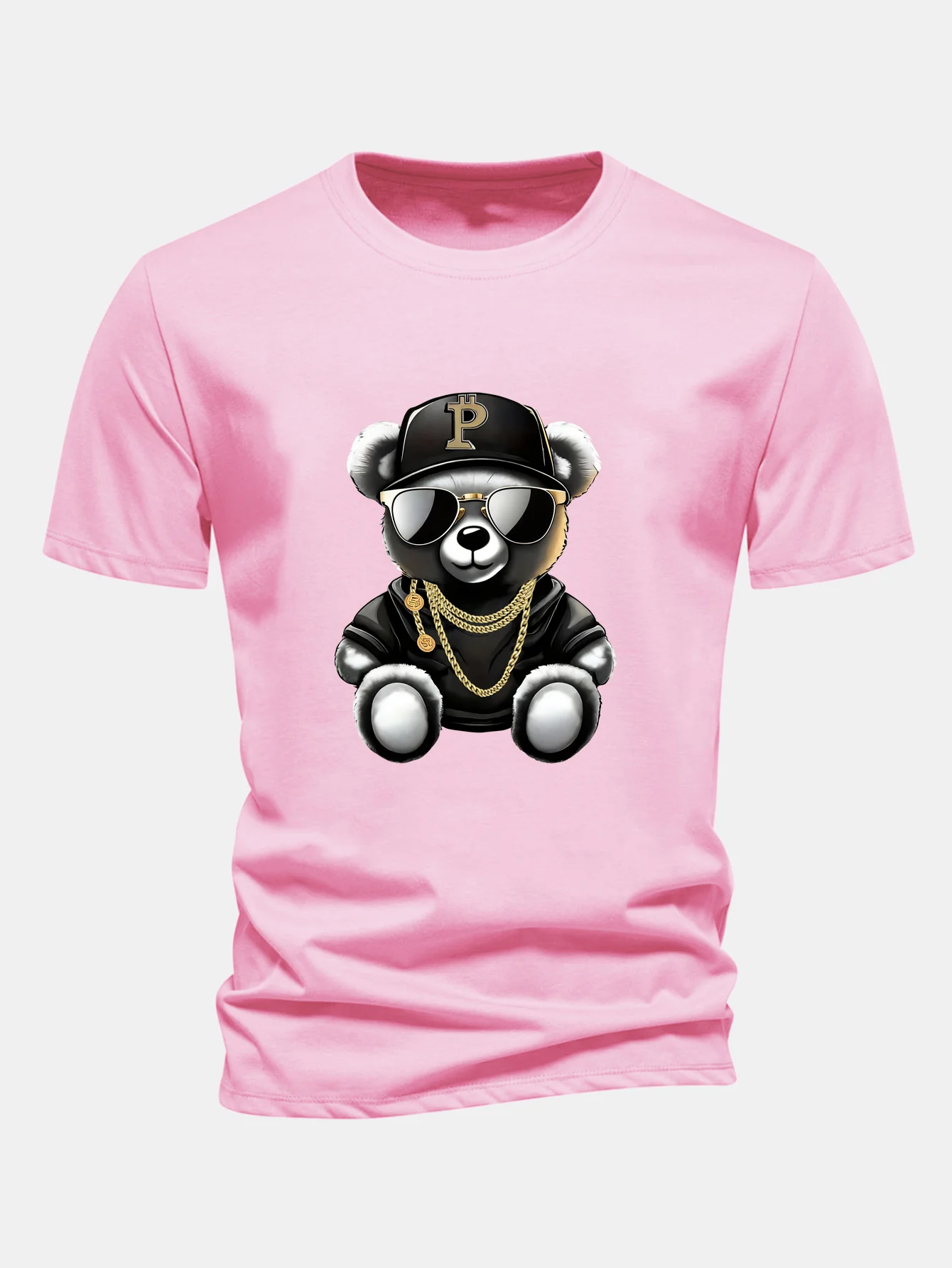 Regular Fit Hip Hop Bär Druck Baumwoll T-Shirt - Image 10