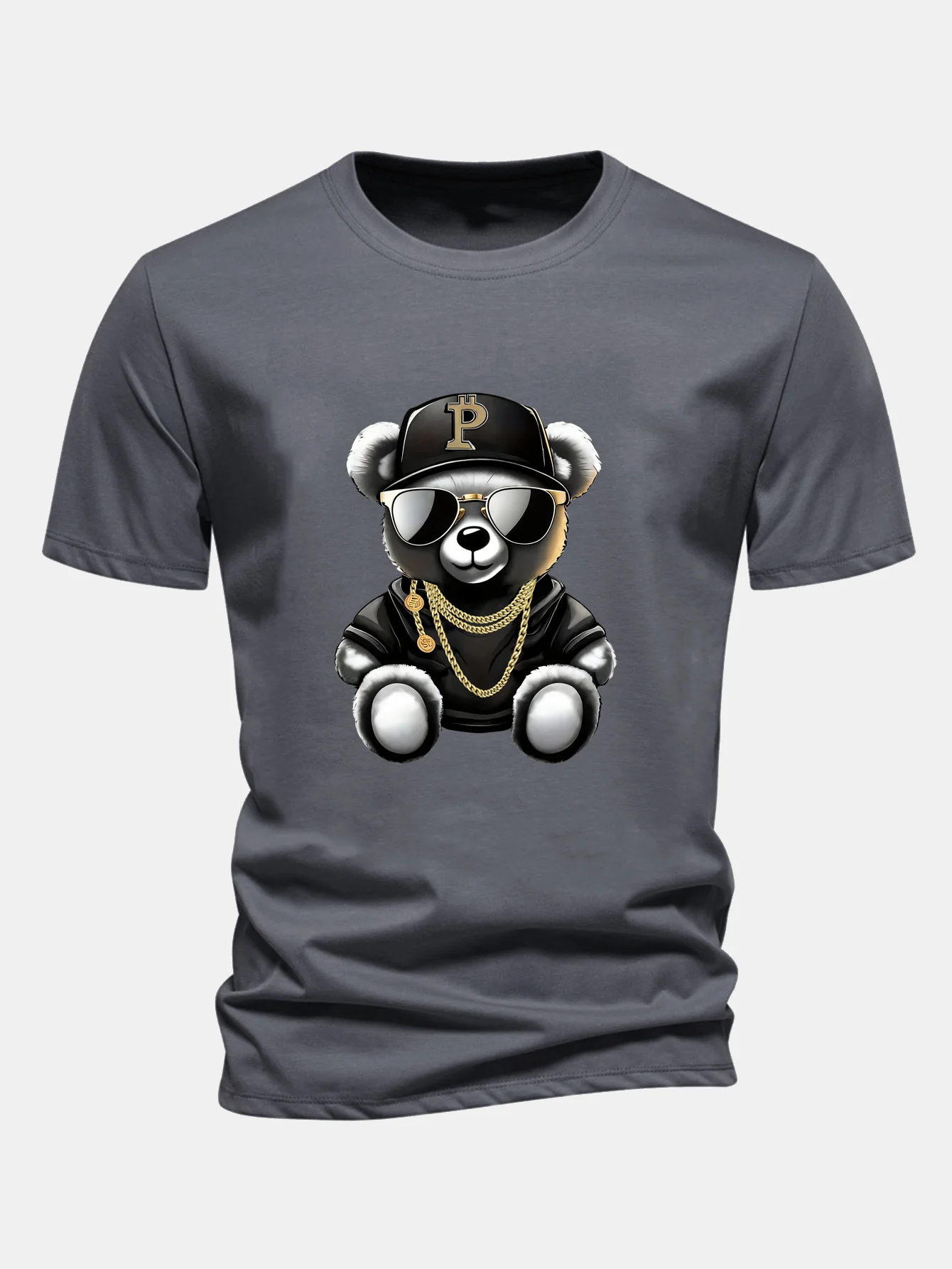 Regular Fit Hip Hop Bär Druck Baumwoll T-Shirt - Image 11