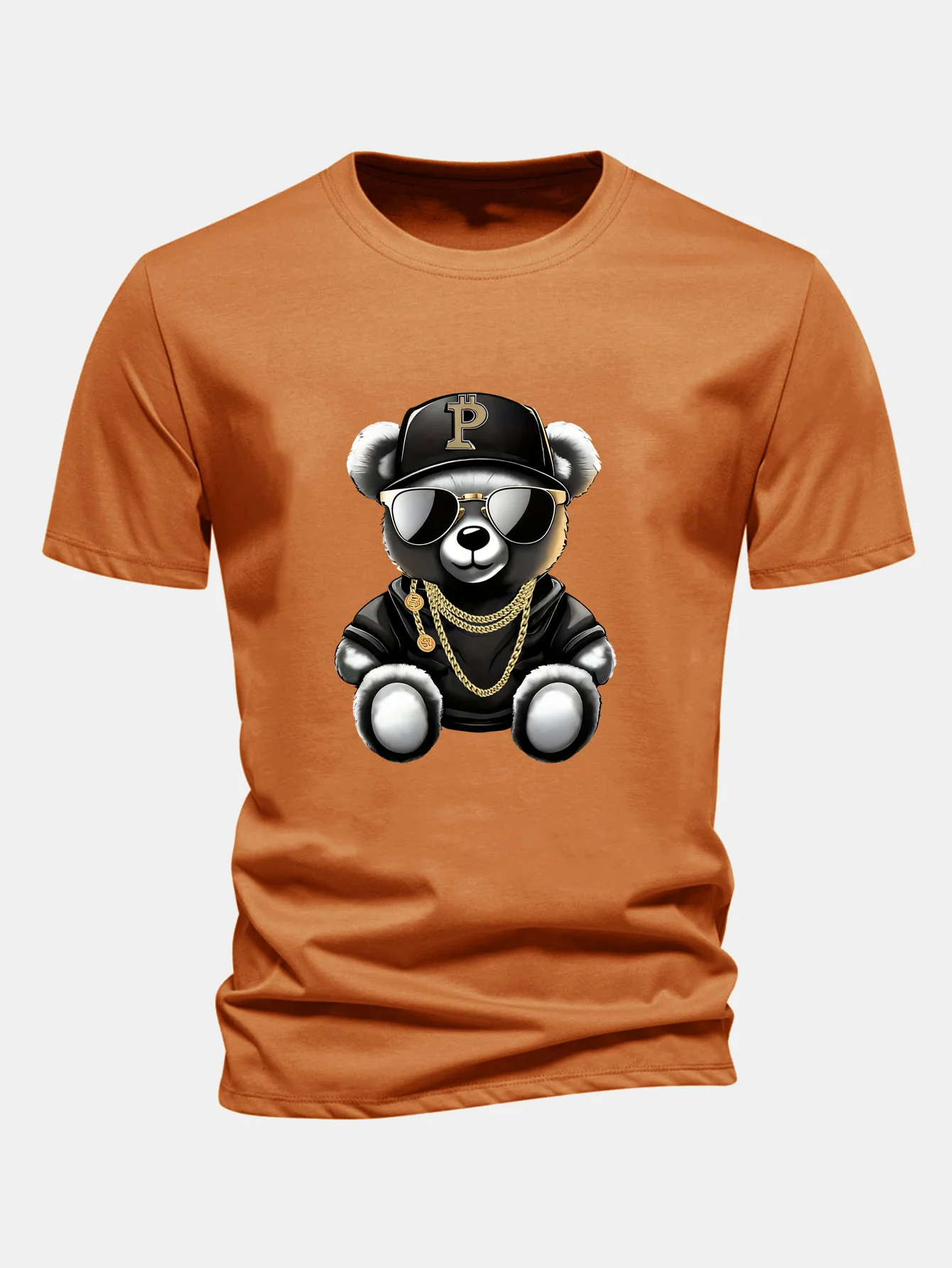 Regular Fit Hip Hop Bär Druck Baumwoll T-Shirt - Image 5