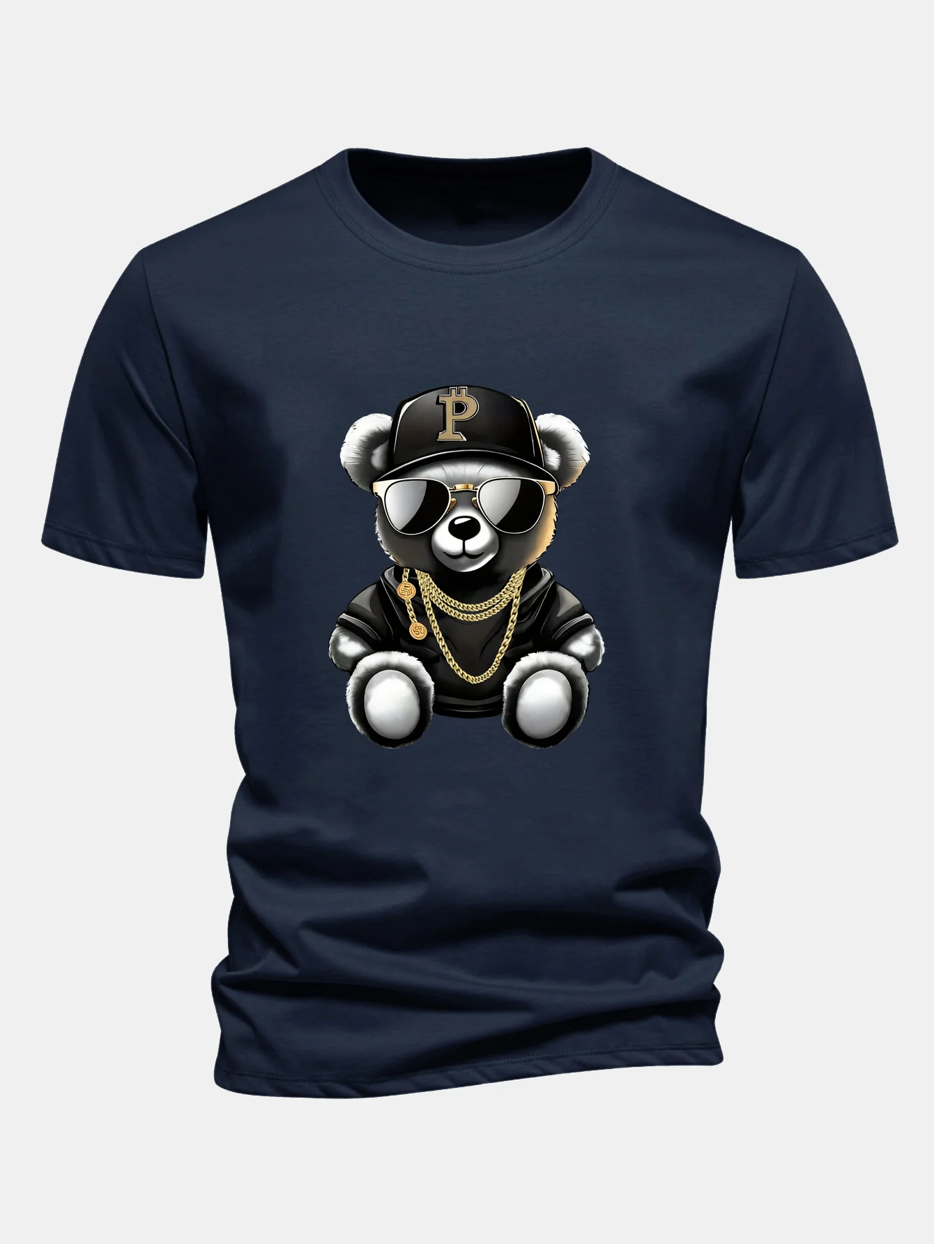 Regular Fit Hip Hop Bär Druck Baumwoll T-Shirt - Image 6