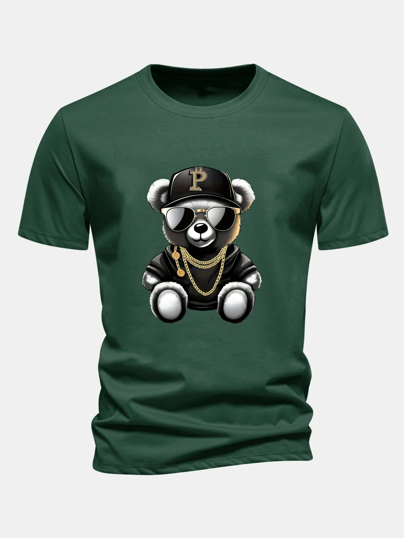 Regular Fit Hip Hop Bär Druck Baumwoll T-Shirt - Image 8