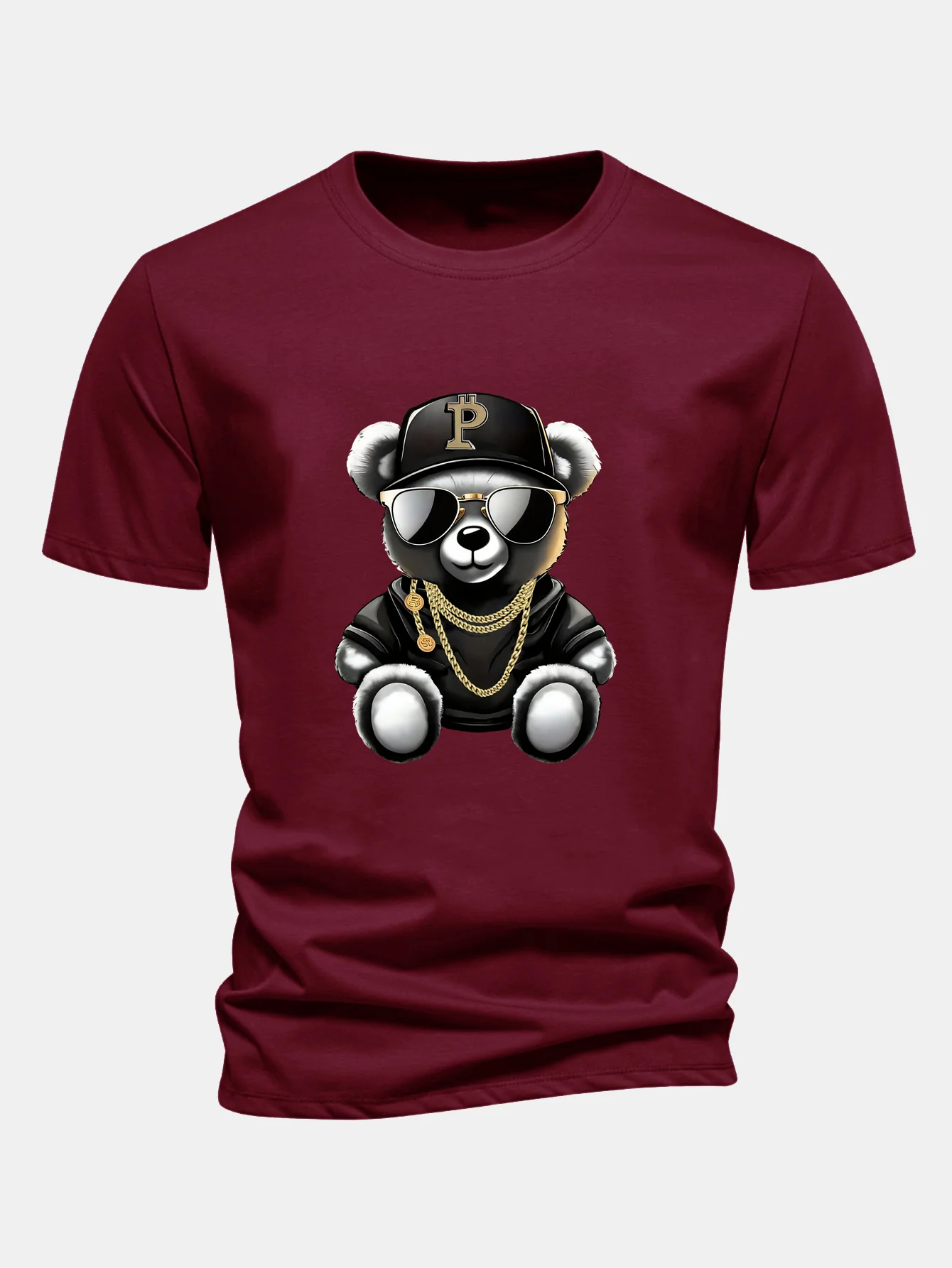 Regular Fit Hip Hop Bär Druck Baumwoll T-Shirt - Image 9