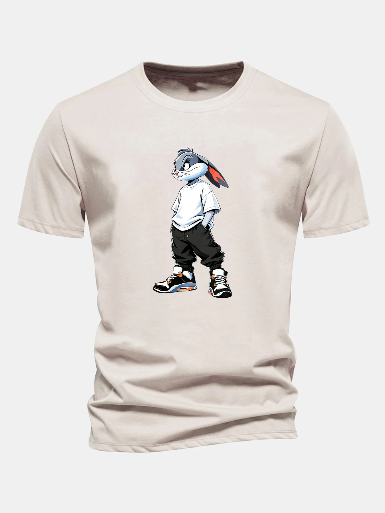 Regular Fit Cool Rabbit Print Cotton T-Shirt - Image 4