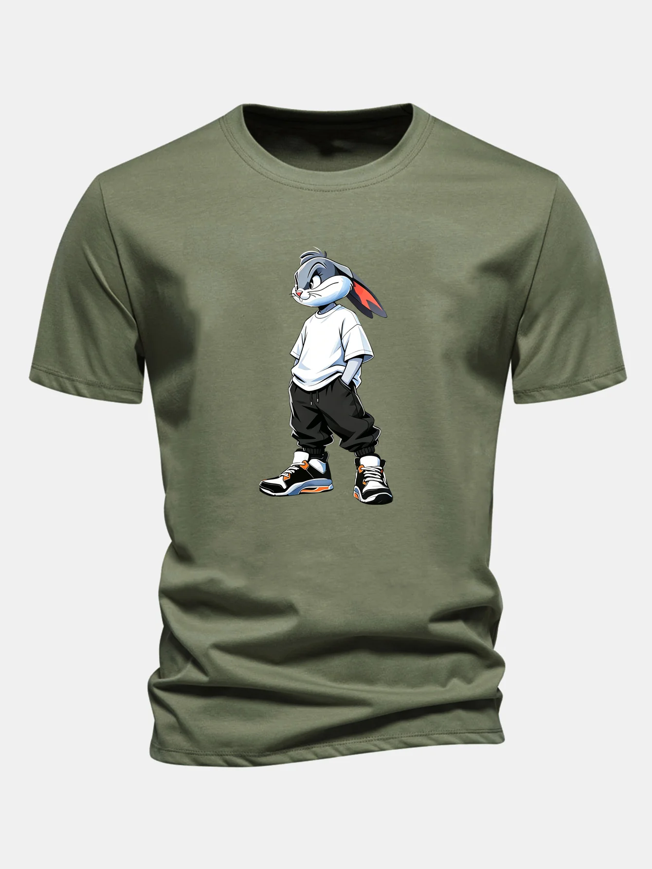 Regular Fit Cool Rabbit Print Cotton T-Shirt - Image 6