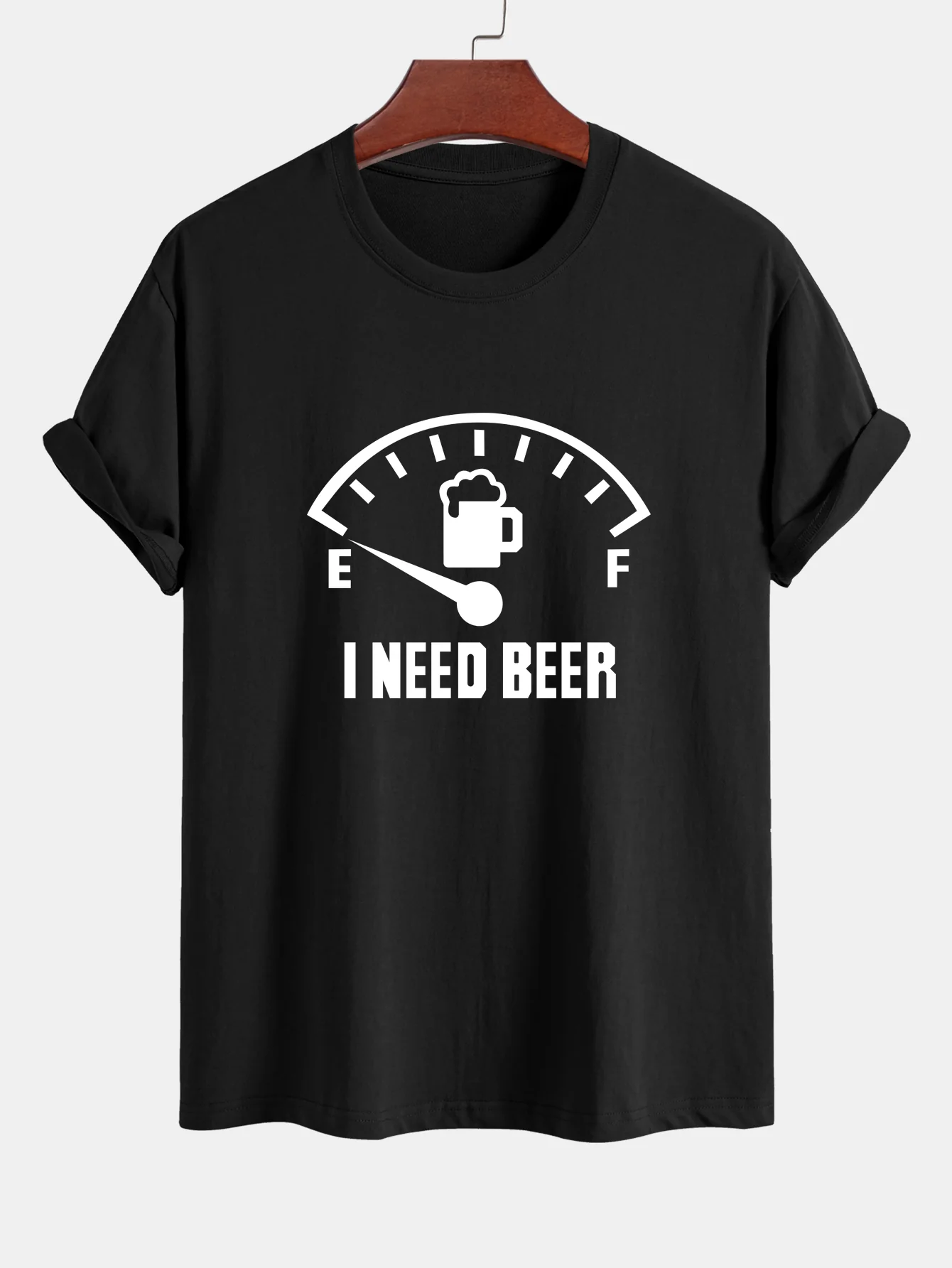 Regular Fit I Need Beer Print Baumwoll-T-Shirt