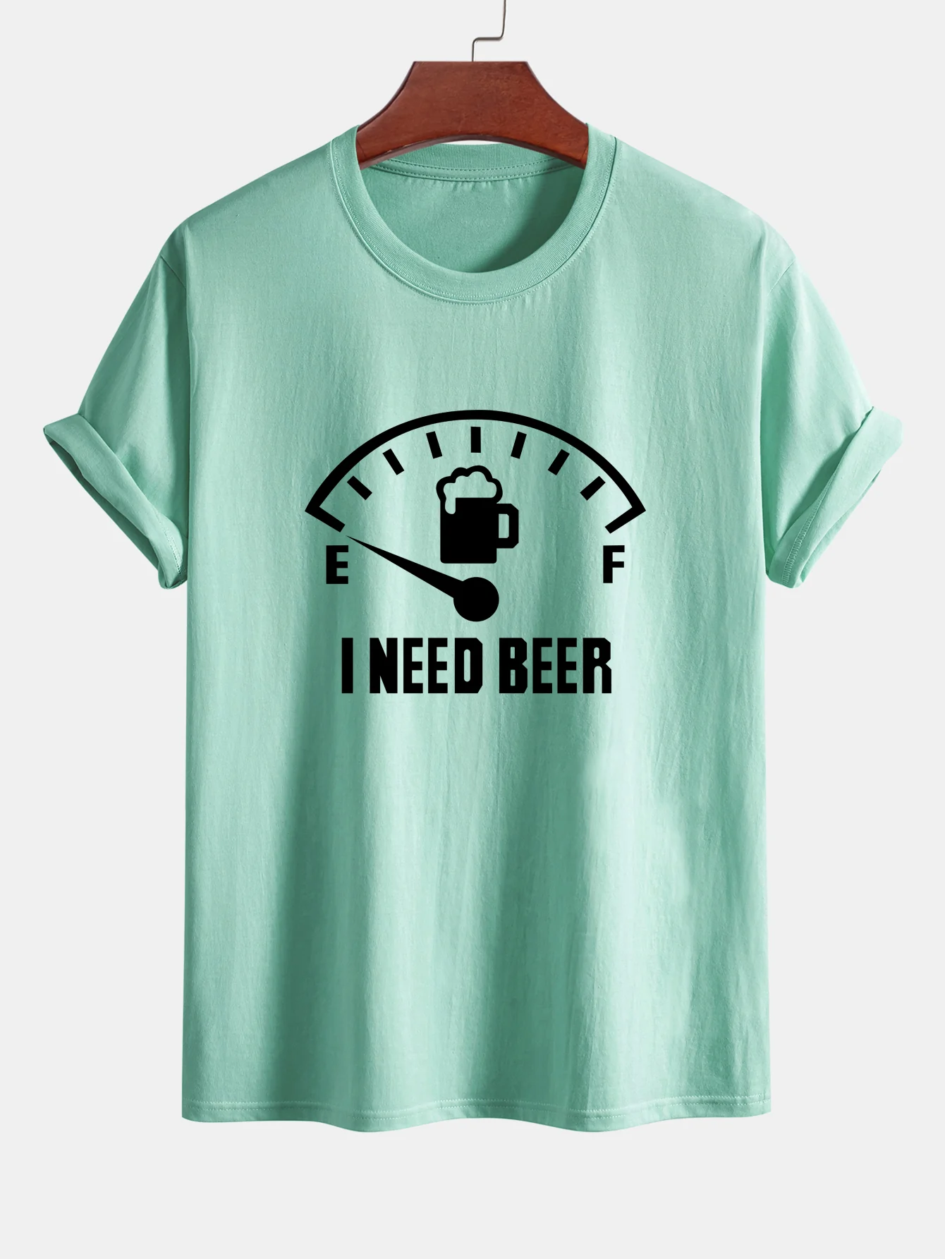 Regular Fit I Need Beer Print Baumwoll-T-Shirt - Image 12