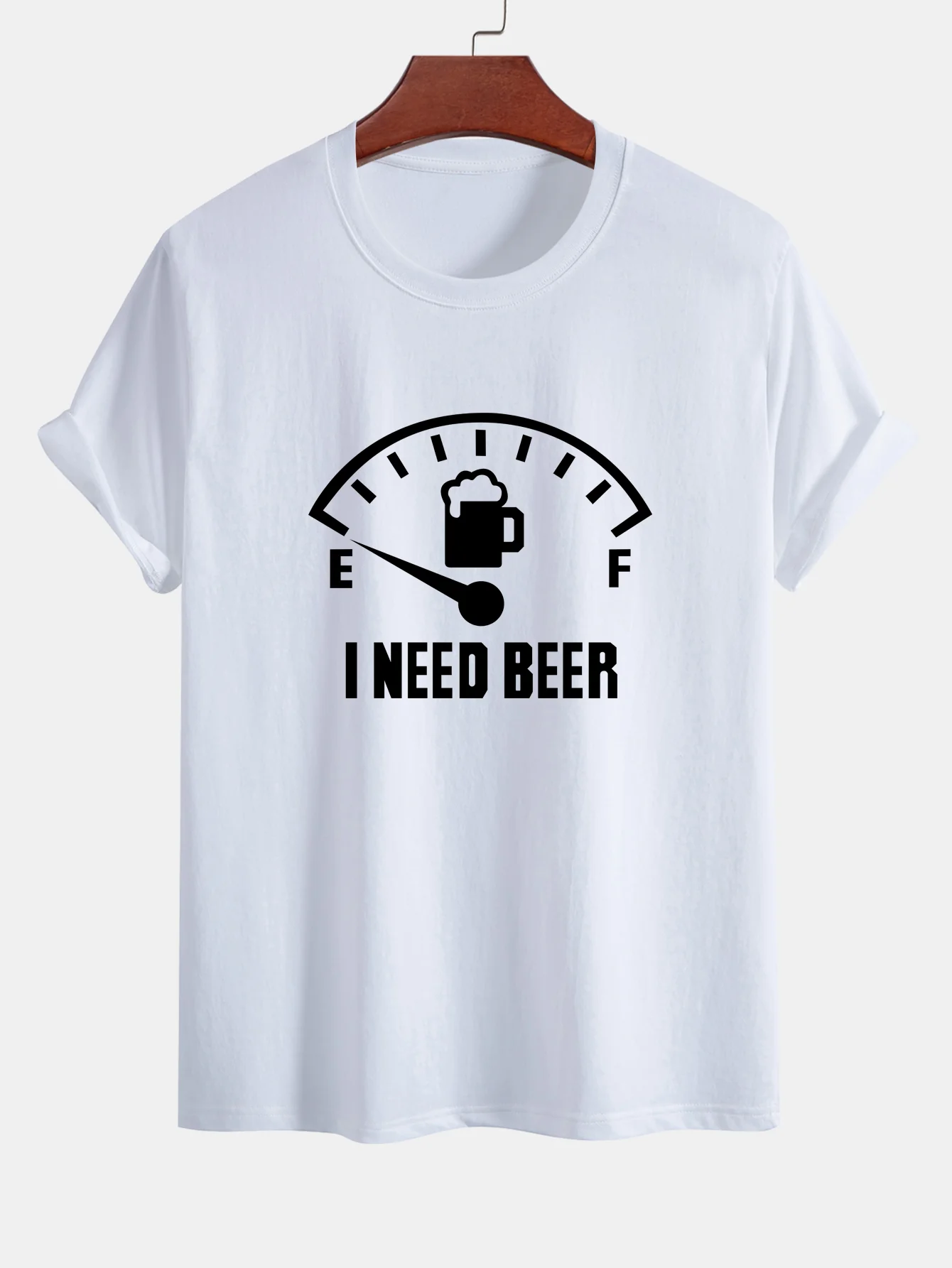 Regular Fit I Need Beer Print Baumwoll-T-Shirt - Image 2