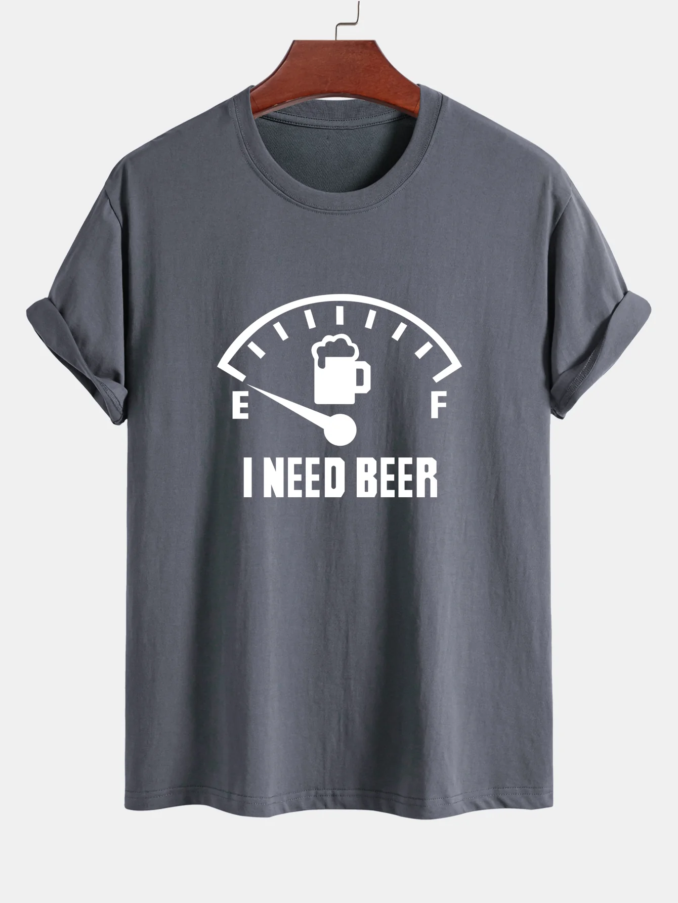 Regular Fit I Need Beer Print Baumwoll-T-Shirt - Image 3