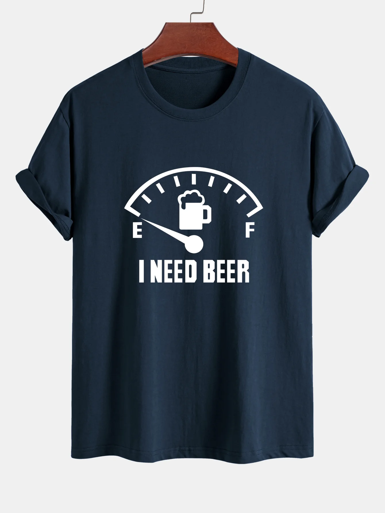 Regular Fit I Need Beer Print Baumwoll-T-Shirt - Image 5