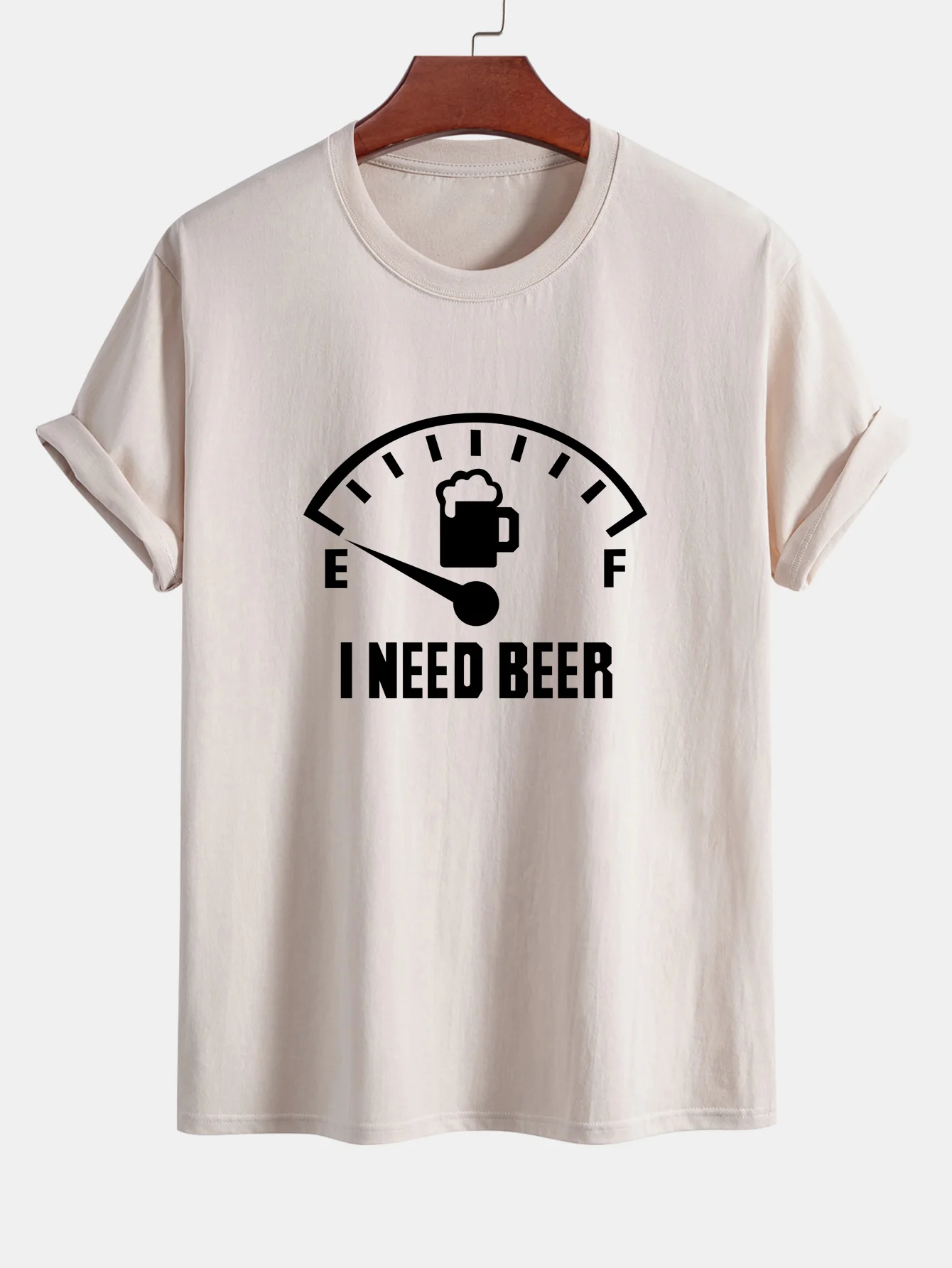 Regular Fit I Need Beer Print Baumwoll-T-Shirt - Image 9
