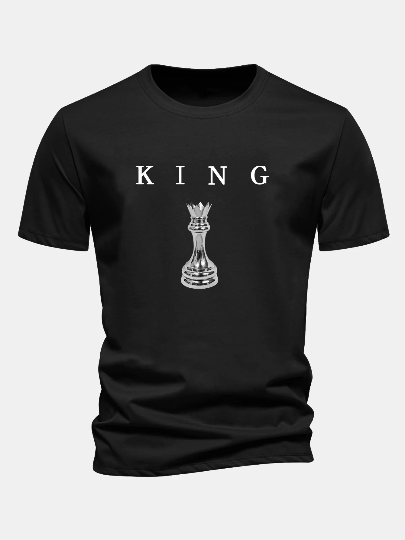Regular Fit King Schachmuster Baumwoll-T-Shirt - Image 11
