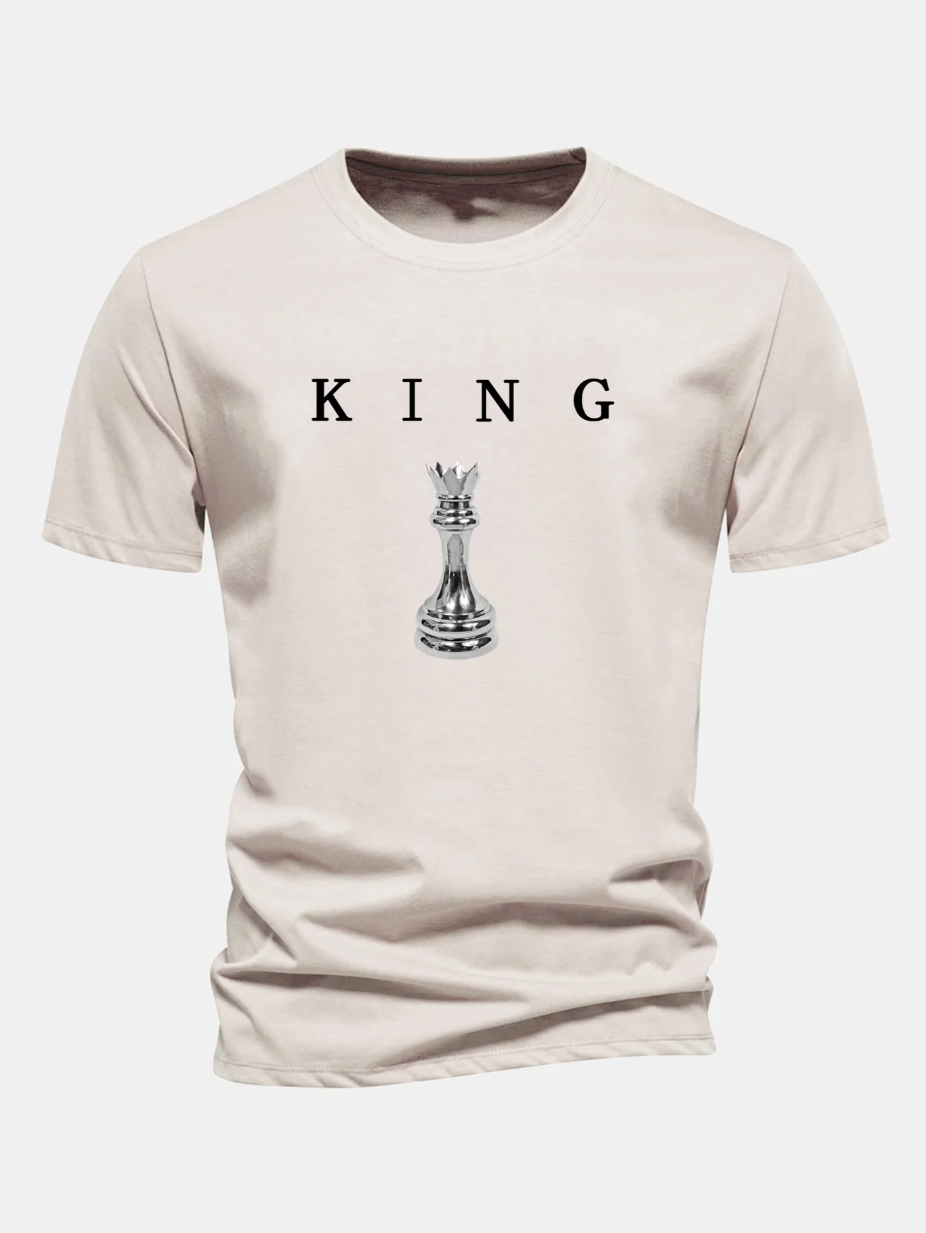 Regular Fit King Schachmuster Baumwoll-T-Shirt - Image 2