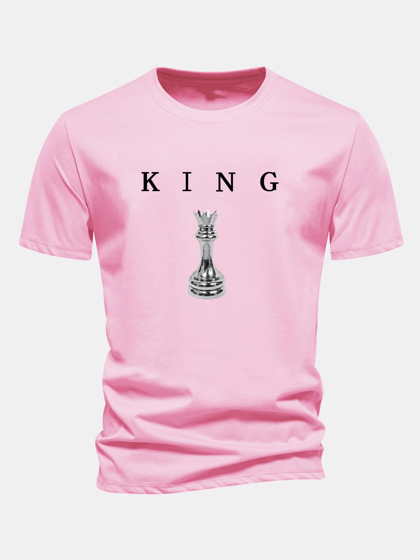 Regular Fit King Schachmuster Baumwoll-T-Shirt - Image 3