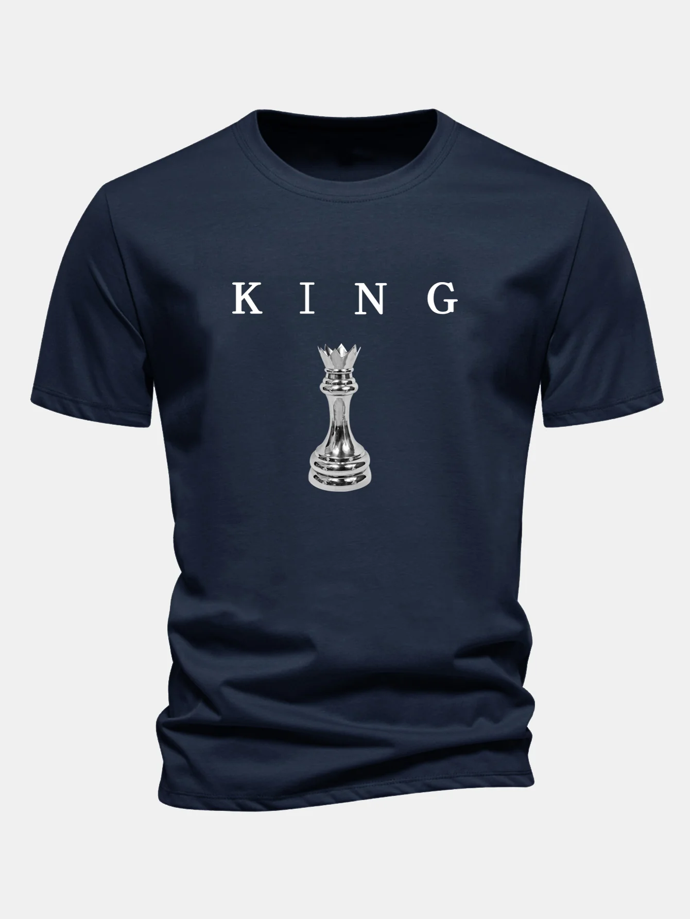 Regular Fit King Schachmuster Baumwoll-T-Shirt - Image 6