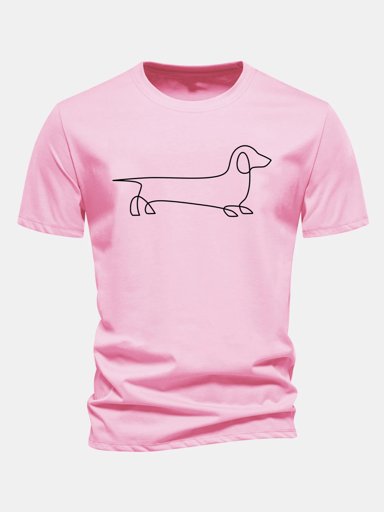 Regular Fit Line Dachshund Print Cotton T-Shirt - Image 10