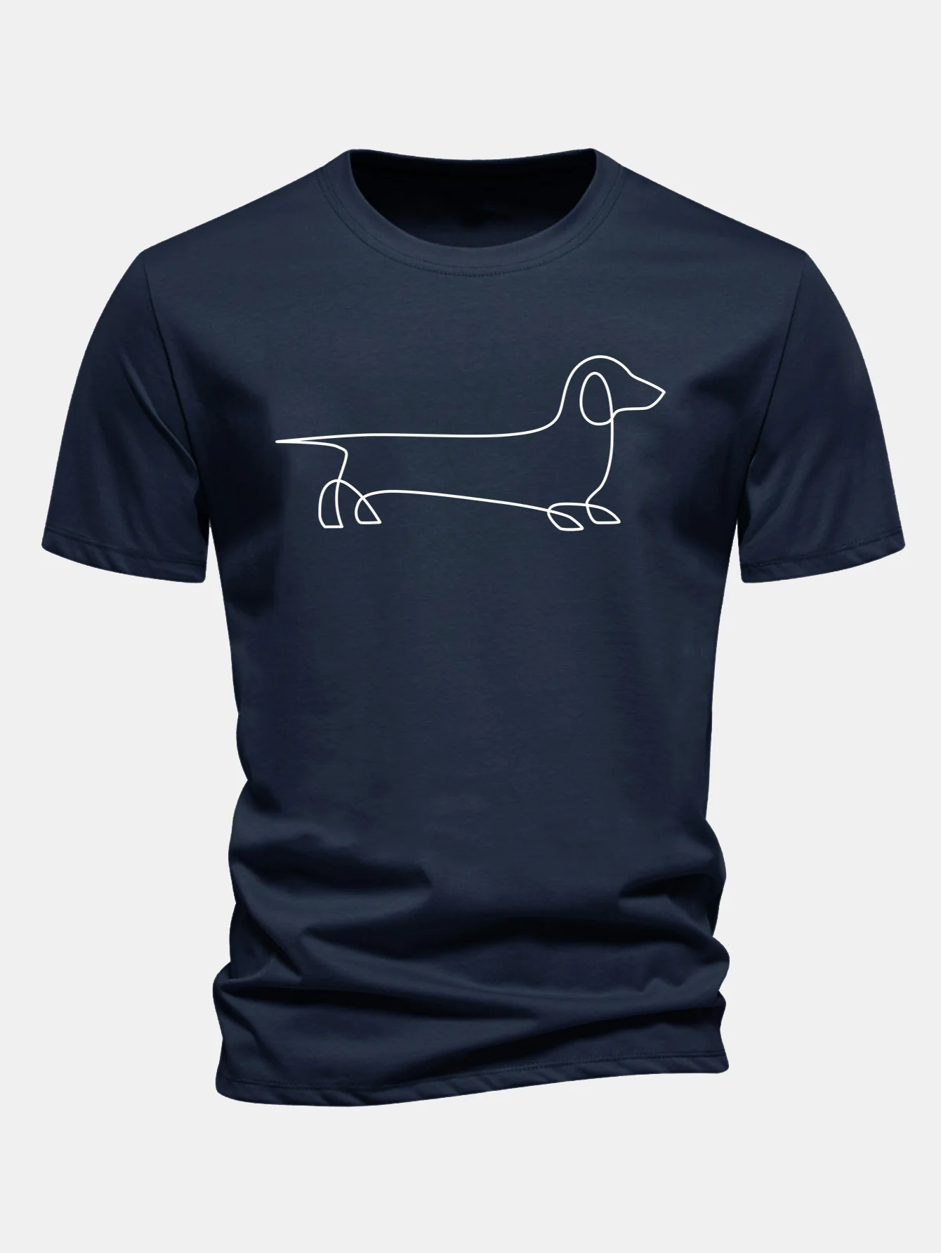 Regular Fit Line Dachshund Print Cotton T-Shirt - Image 6