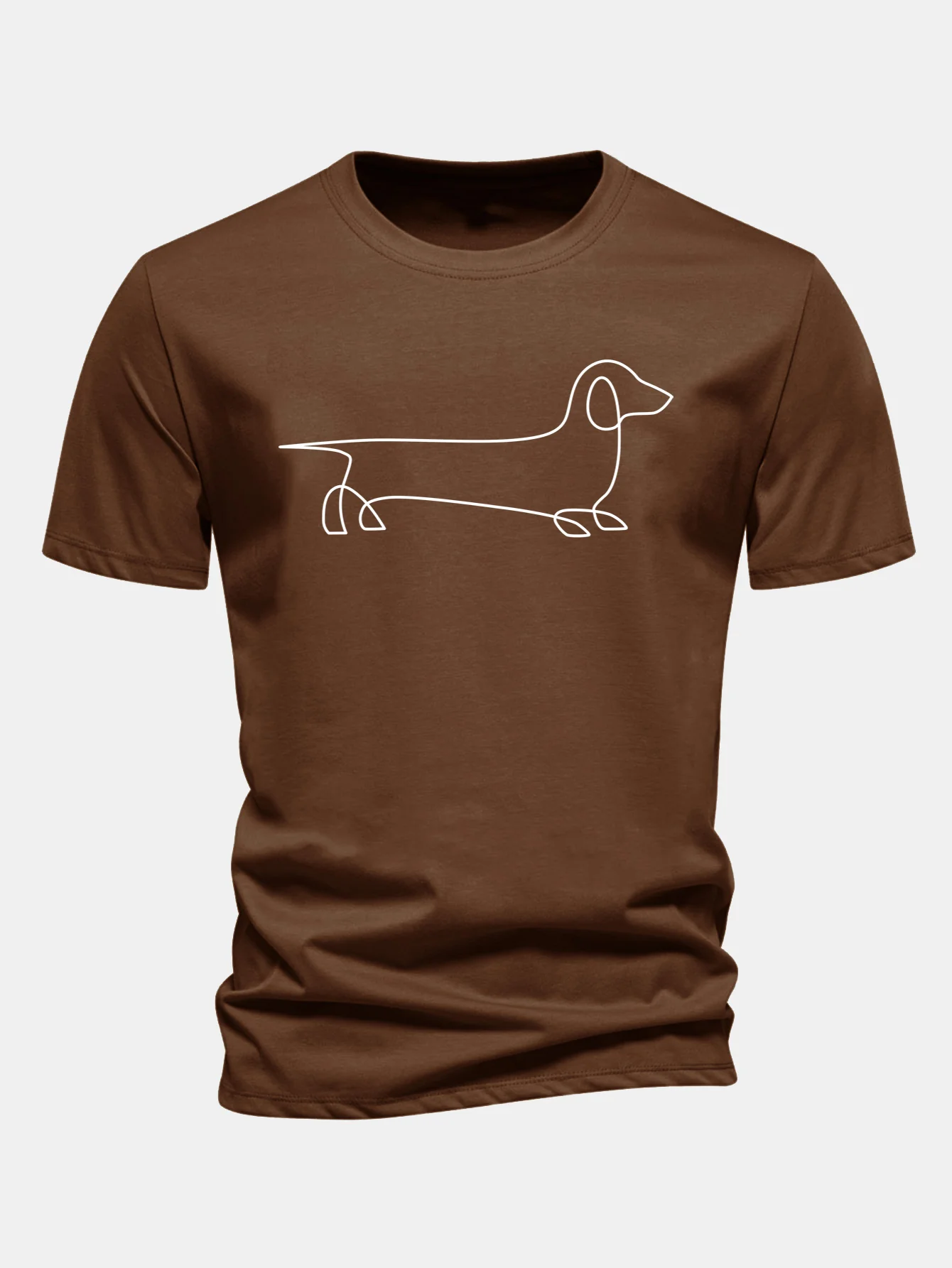Regular Fit Line Dachshund Print Cotton T-Shirt - Image 7
