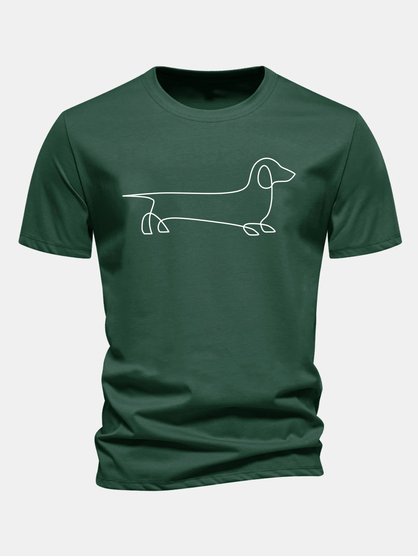Regular Fit Line Dachshund Print Cotton T-Shirt - Image 8