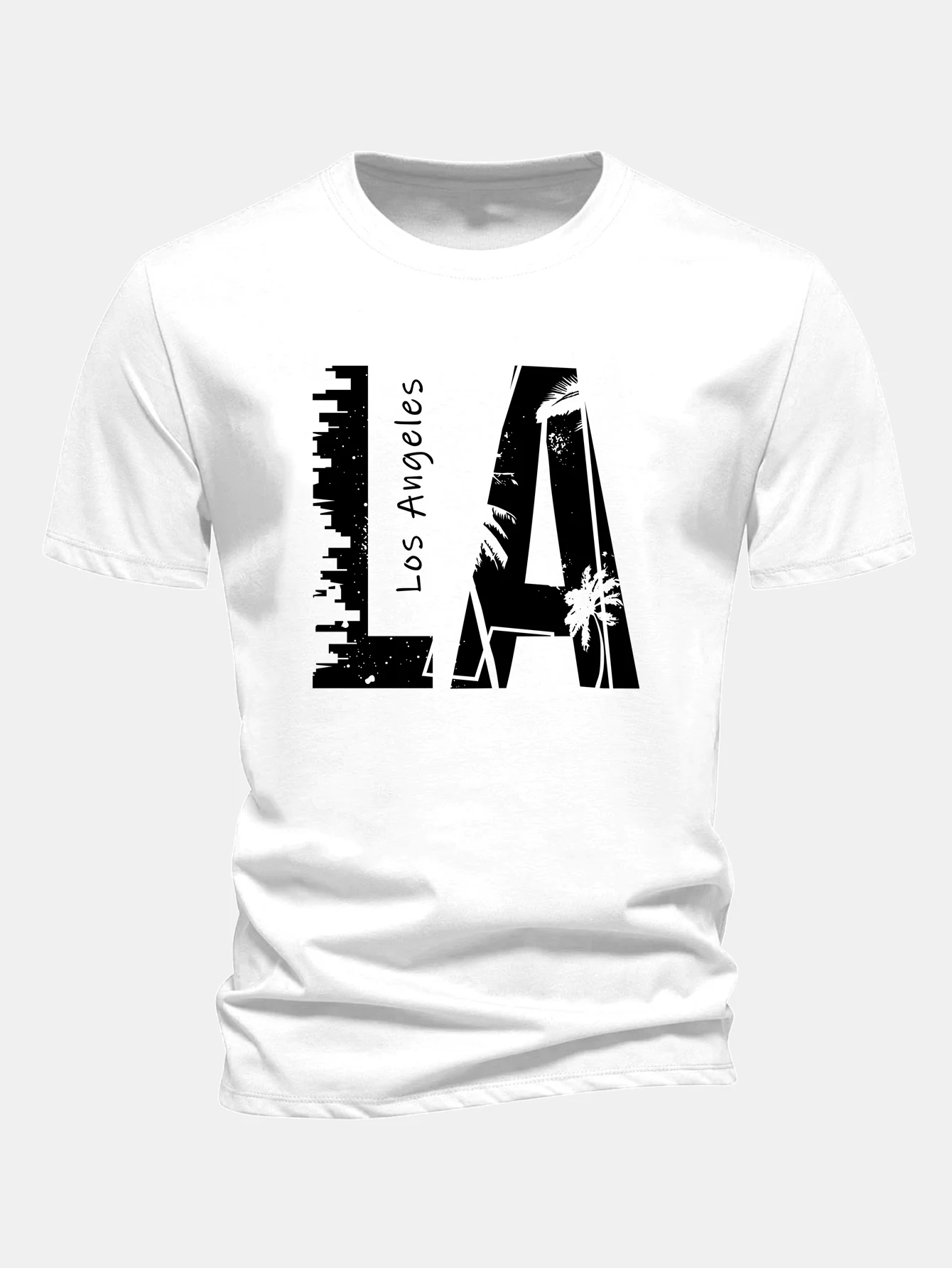 Regular Fit Los Angeles Print Cotton T-Shirt - Image 9