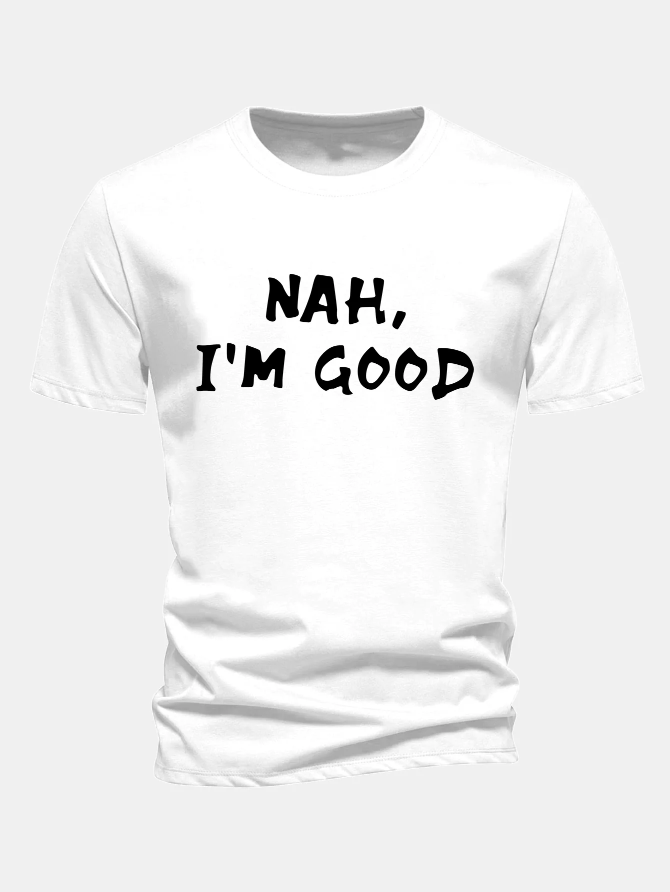 Regular Fit Nah I'm Good Bedrucktes Baumwoll-T-Shirt - Image 2