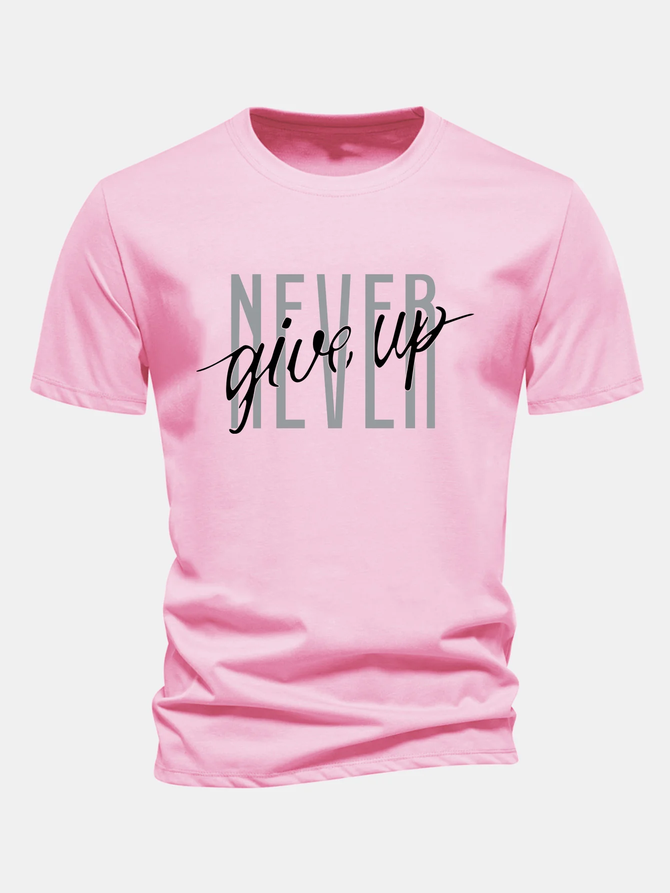 Regular Fit Nie Aufgeben Druck Baumwoll-T-Shirt - Image 10