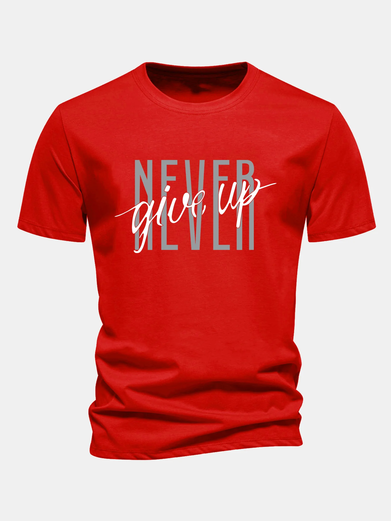 Regular Fit Nie Aufgeben Druck Baumwoll-T-Shirt - Image 12