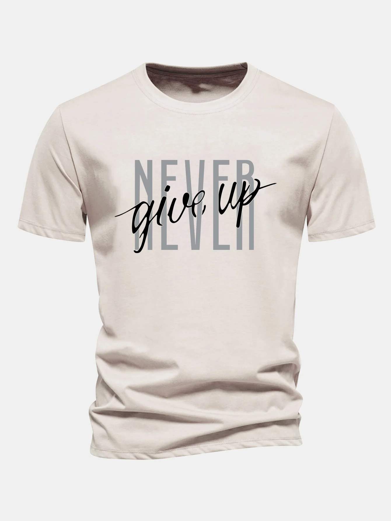 Regular Fit Nie Aufgeben Druck Baumwoll-T-Shirt - Image 2