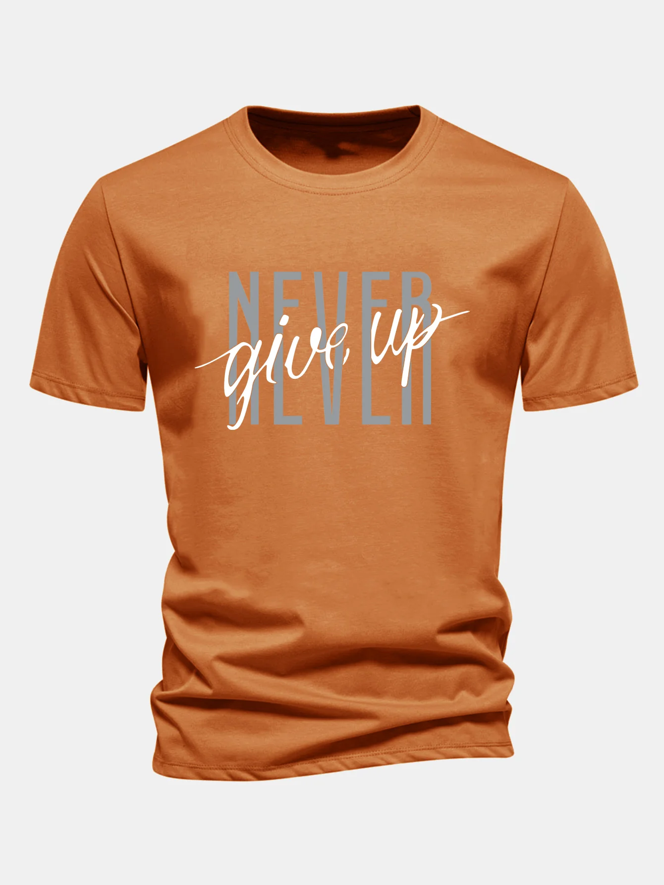 Regular Fit Nie Aufgeben Druck Baumwoll-T-Shirt - Image 7