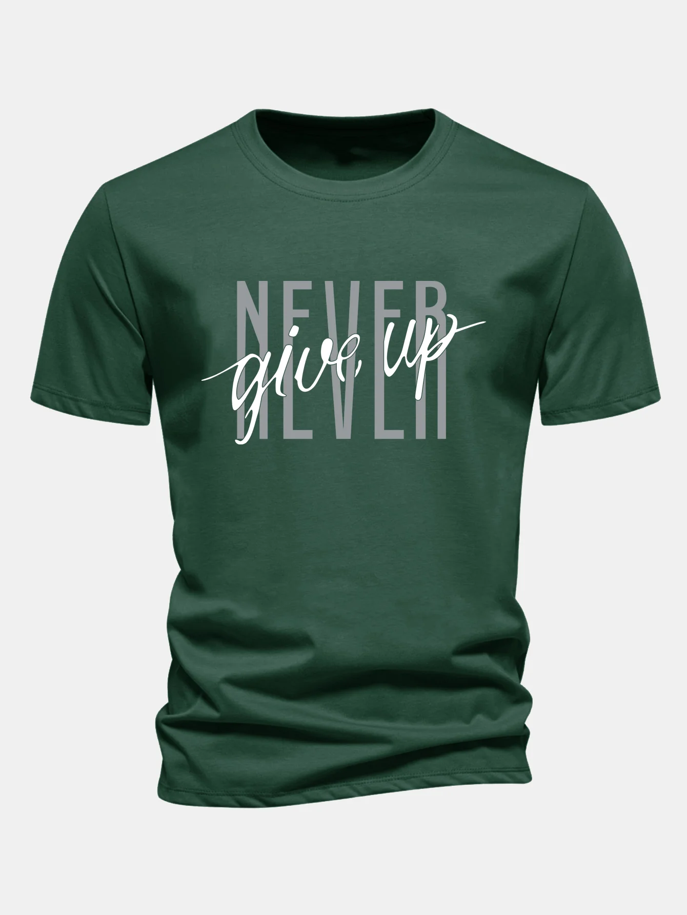 Regular Fit Nie Aufgeben Druck Baumwoll-T-Shirt - Image 8
