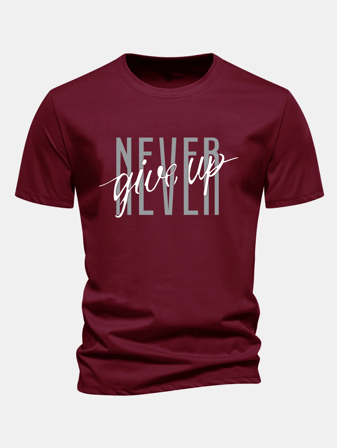 Regular Fit Nie Aufgeben Druck Baumwoll-T-Shirt - Image 9
