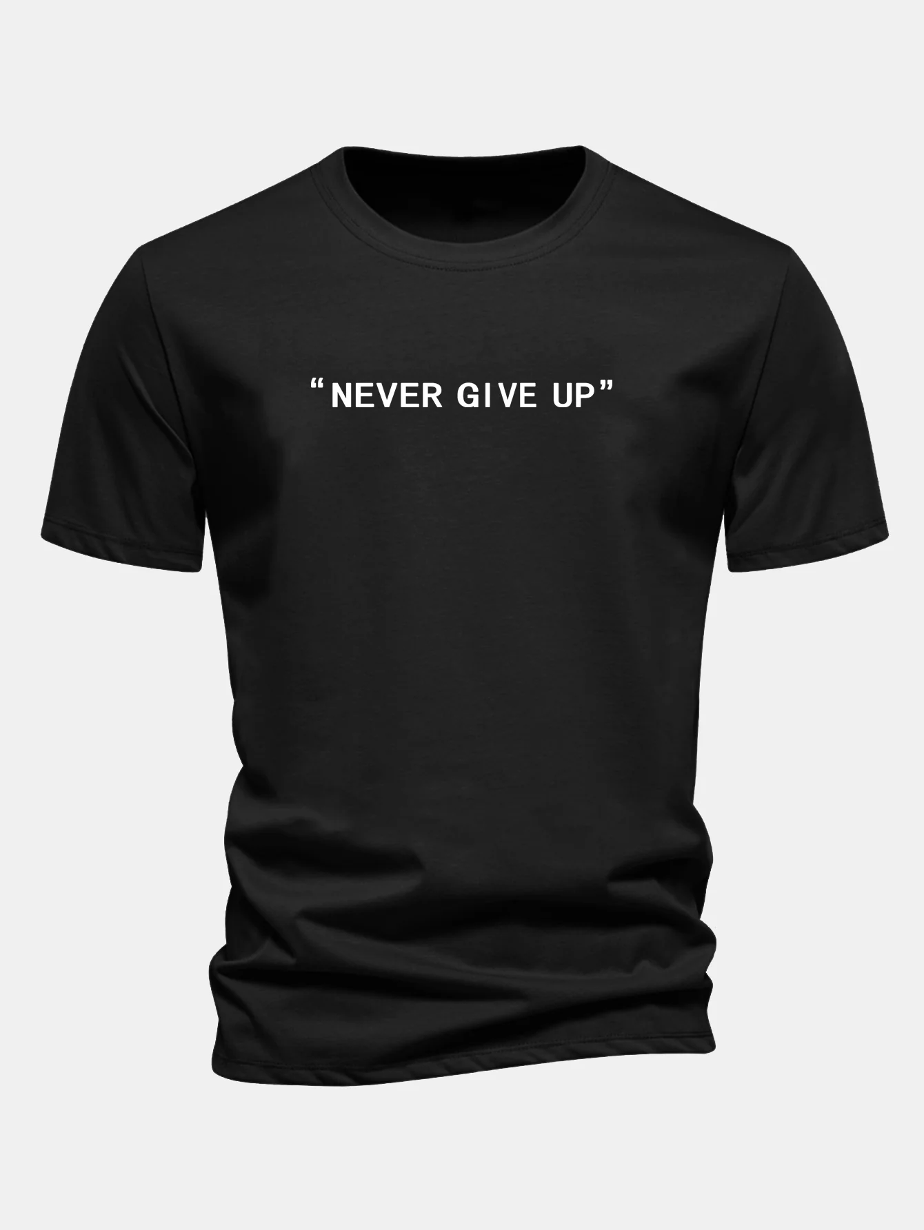 Regular Fit Nie Aufgeben Druck Baumwoll-T-Shirt - Image 2