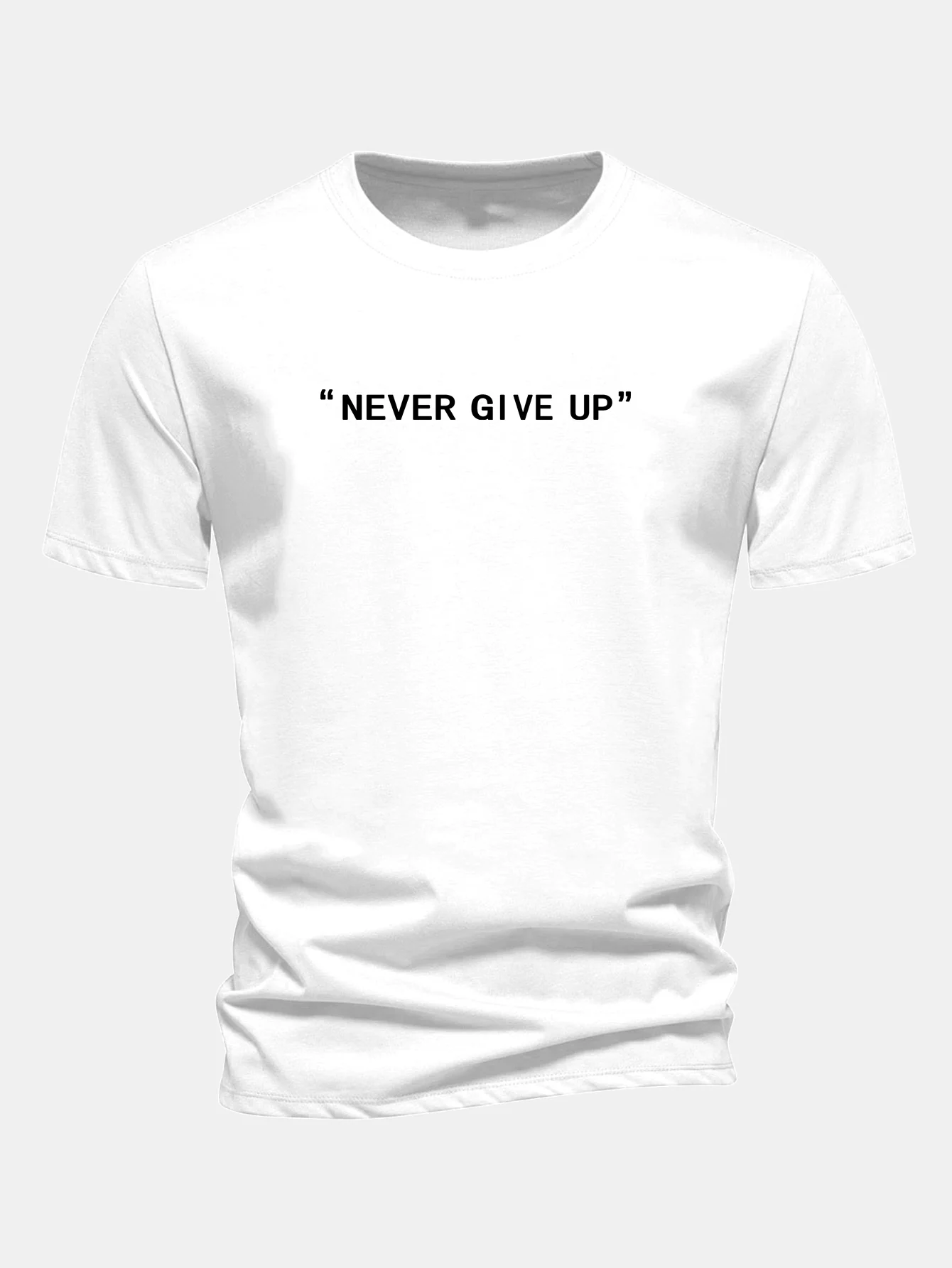Regular Fit Nie Aufgeben Druck Baumwoll-T-Shirt - Image 3